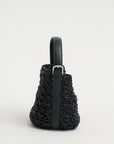 Small Belted Paper Raffia Tote, Black