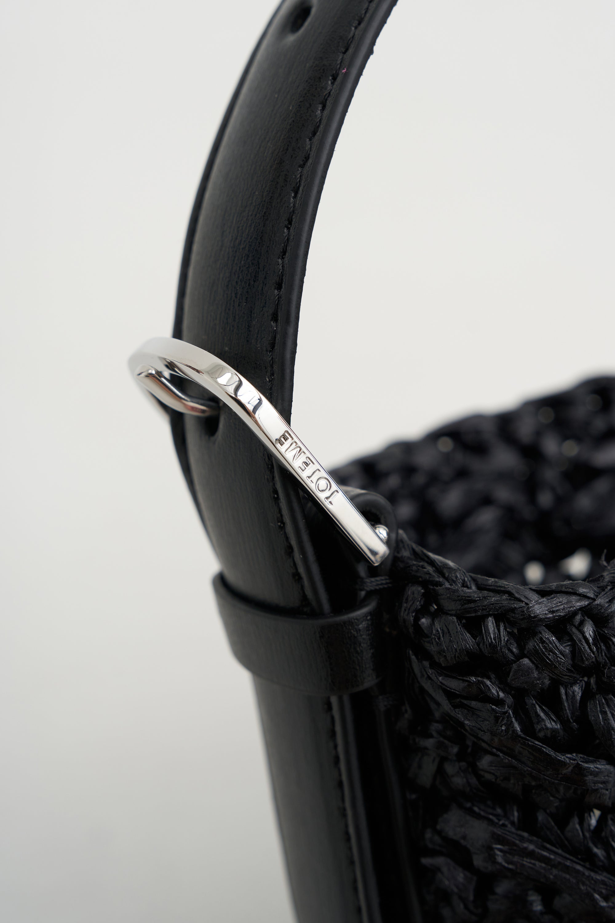 Small Belted Paper Raffia Tote, Black