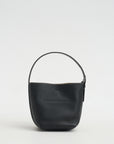 Petite Belted Grained-Leather Tote, Black