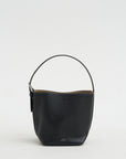 Petite Belted Grained-Leather Tote, Black