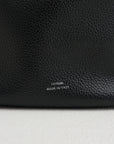 Petite Belted Grained-Leather Tote, Black