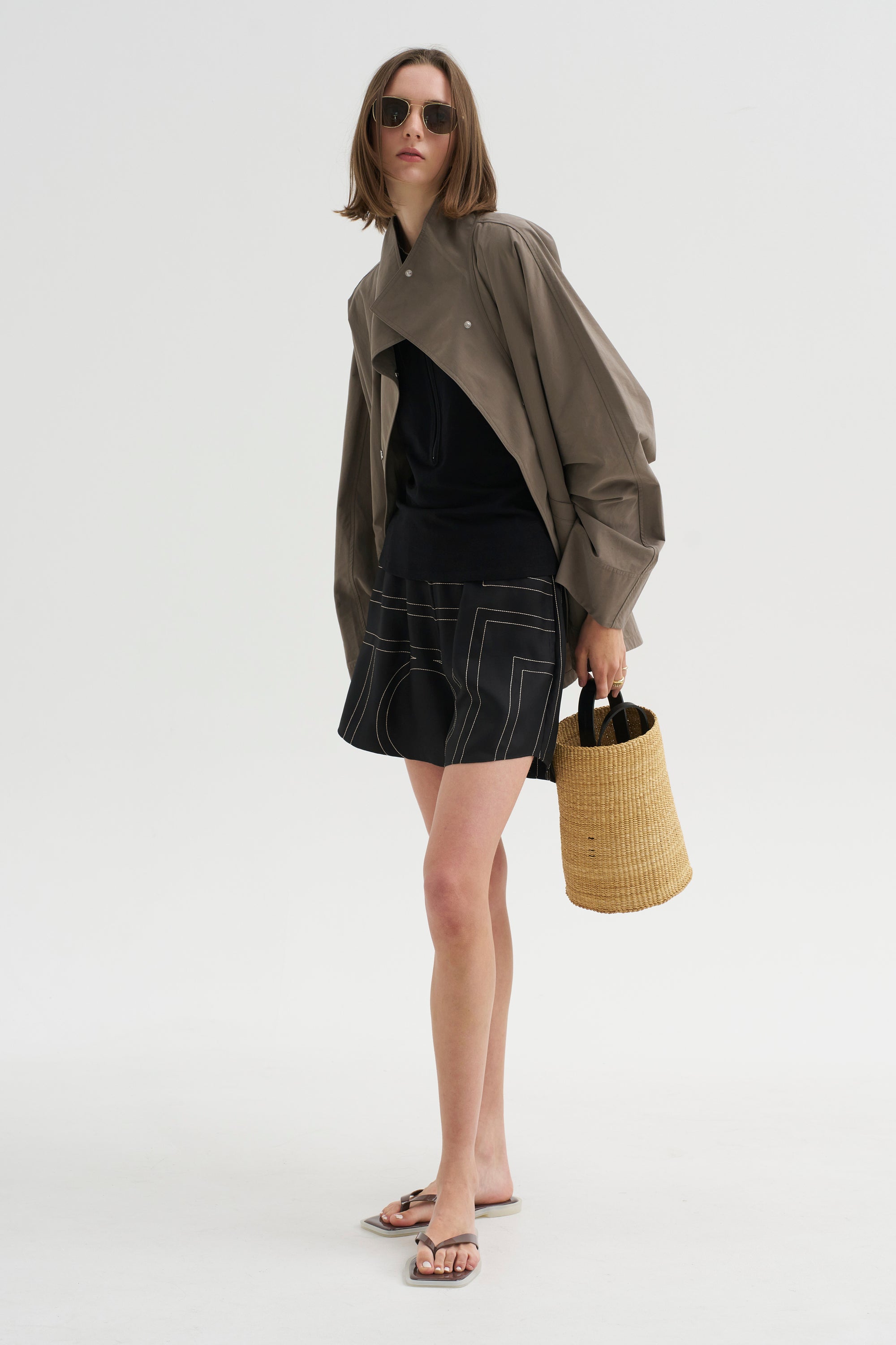 Monogram Silk Pj Shorts, Black