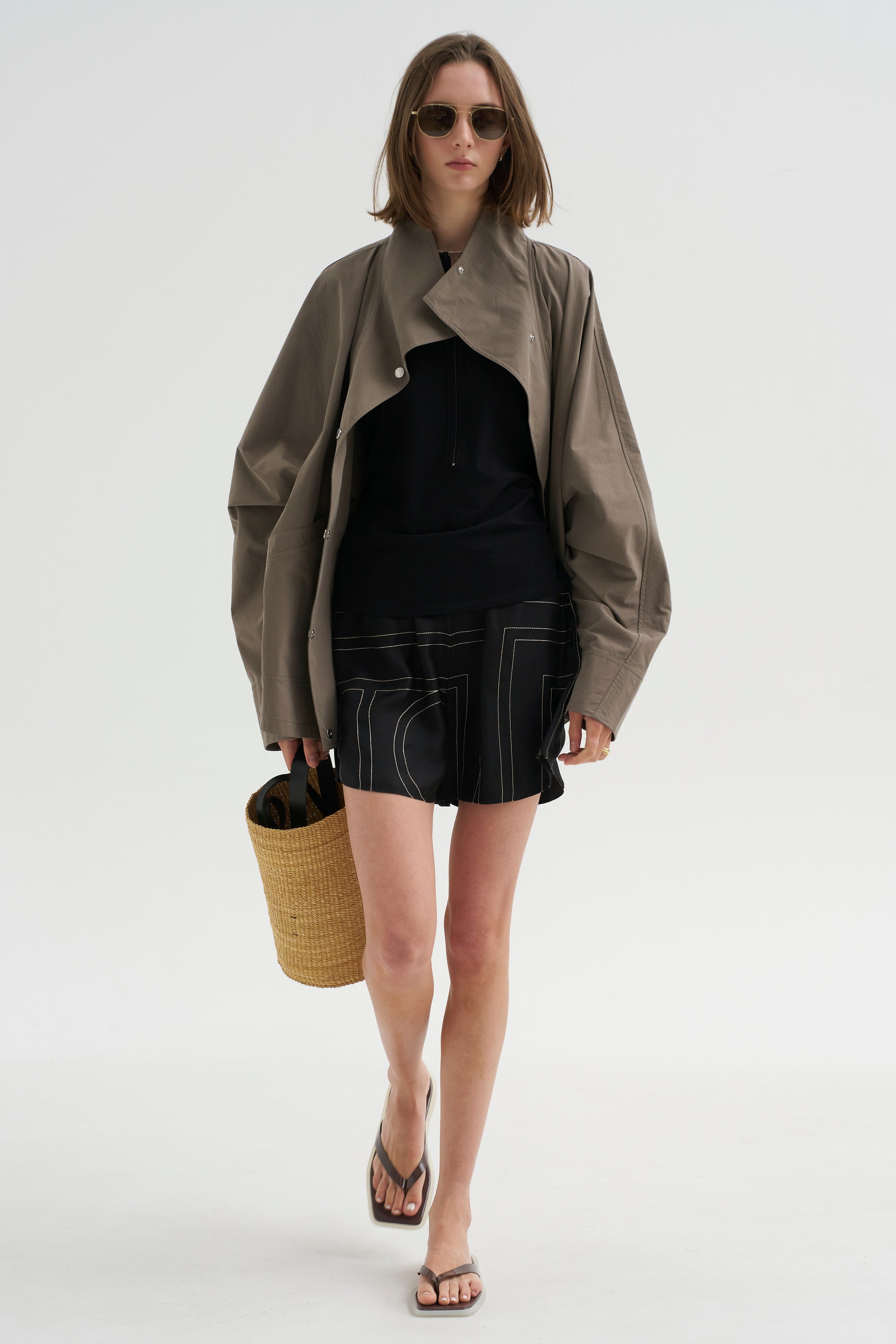 Monogram Silk Pj Shorts, Black