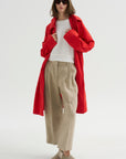 Double Pleat Linen Trousers, Beige
