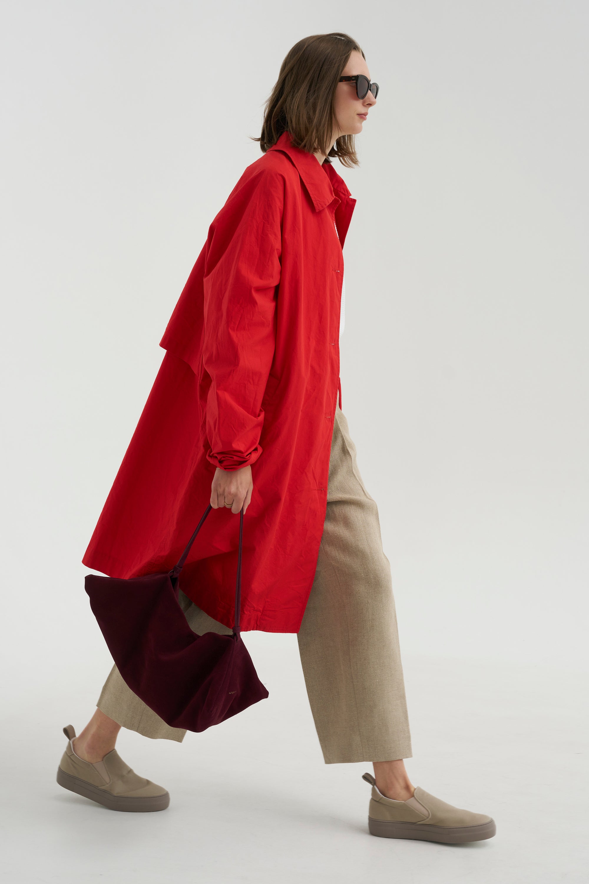 Double Pleat Linen Trousers, Beige