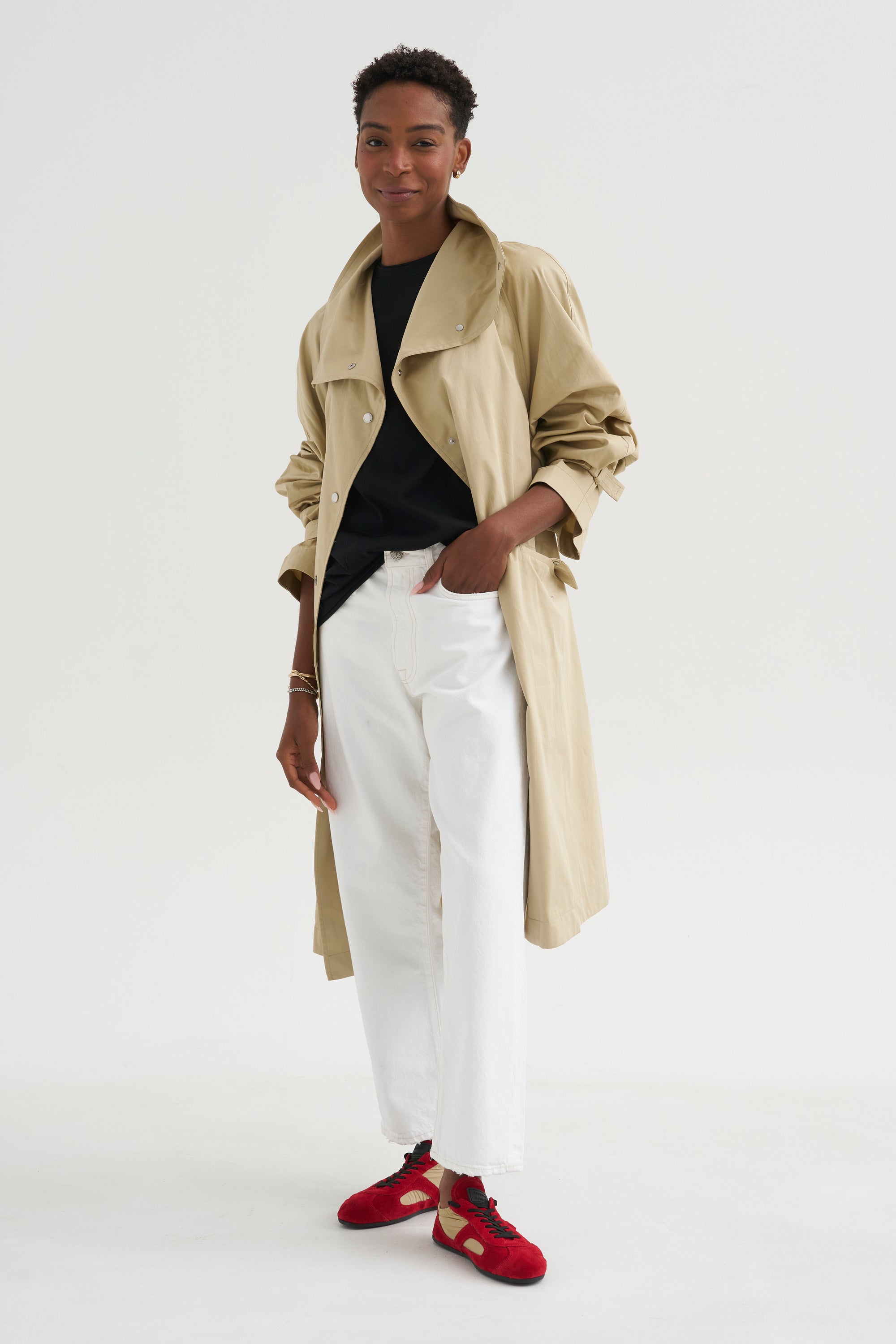 Oversized Cotton Trench, Beige