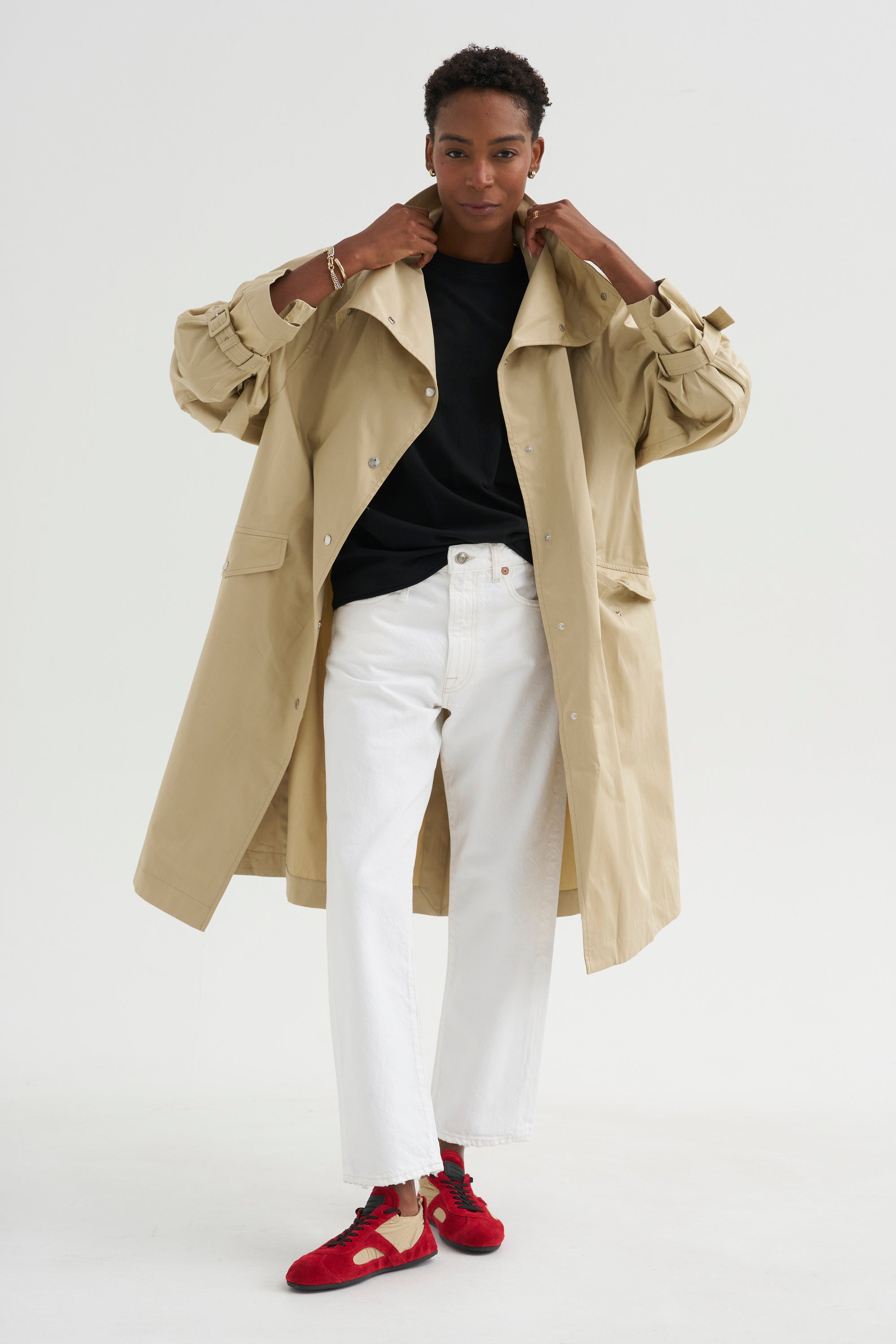 Oversized Cotton Trench, Beige
