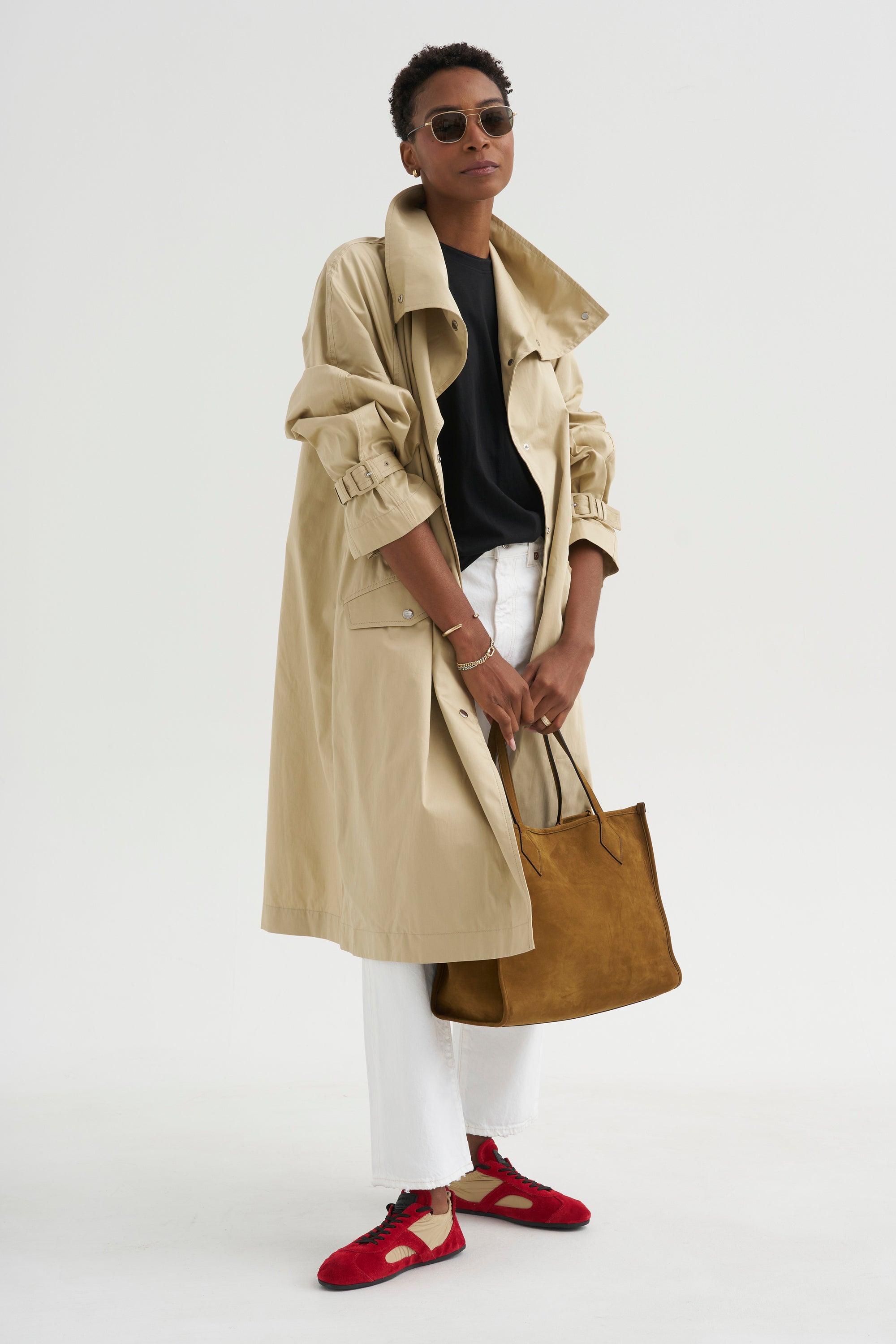 Oversized Cotton Trench, Beige