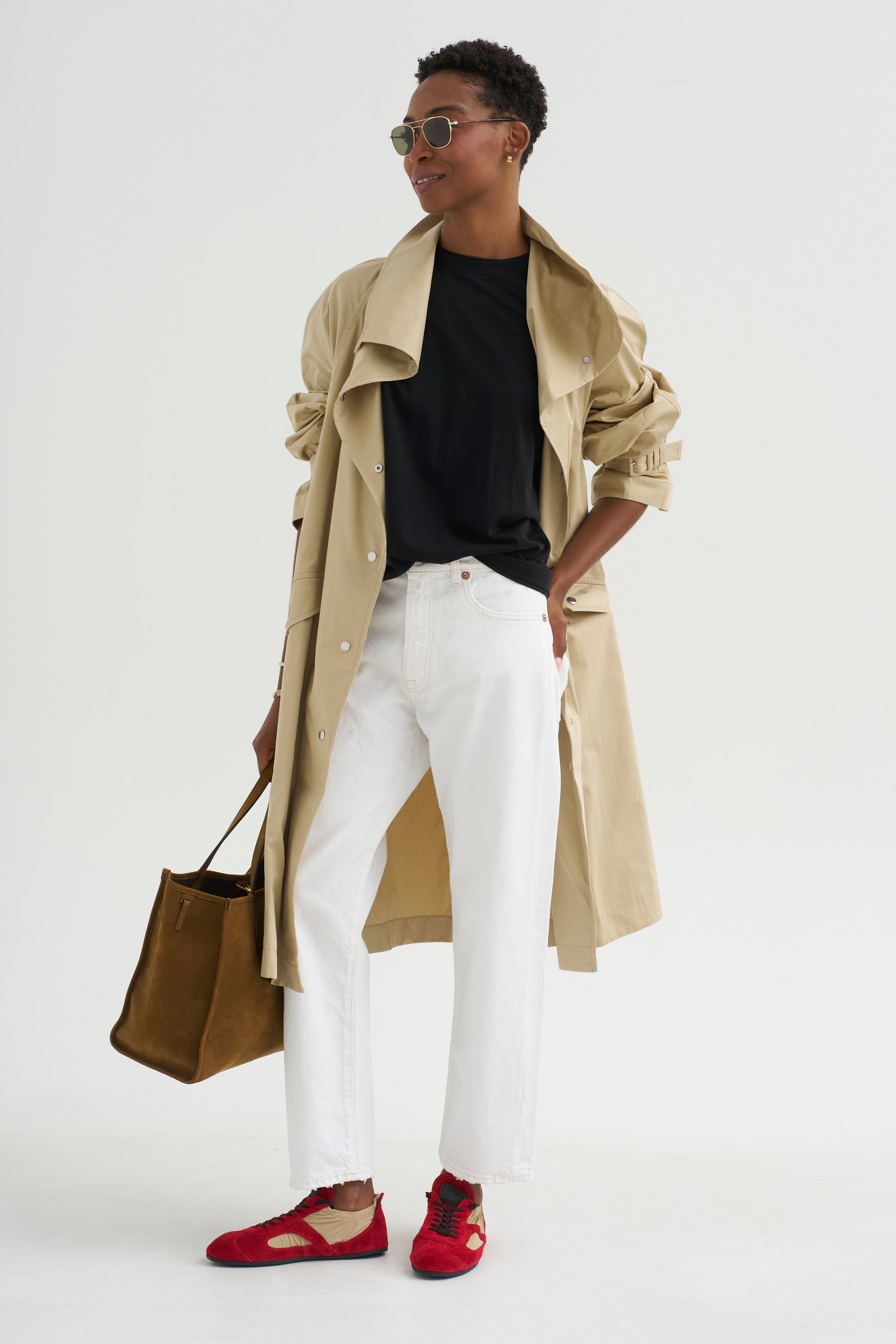 Oversized Cotton Trench, Beige