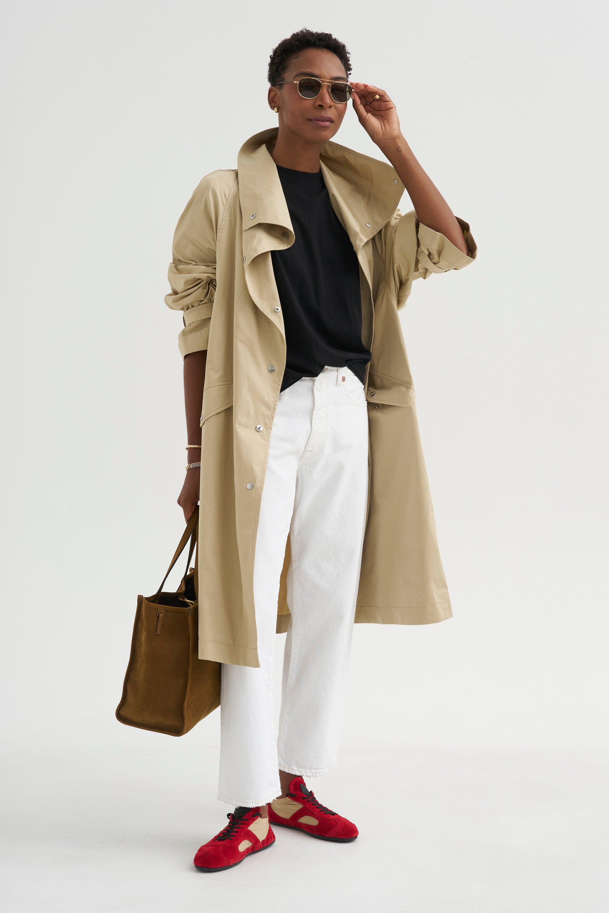 Oversized Cotton Trench, Beige