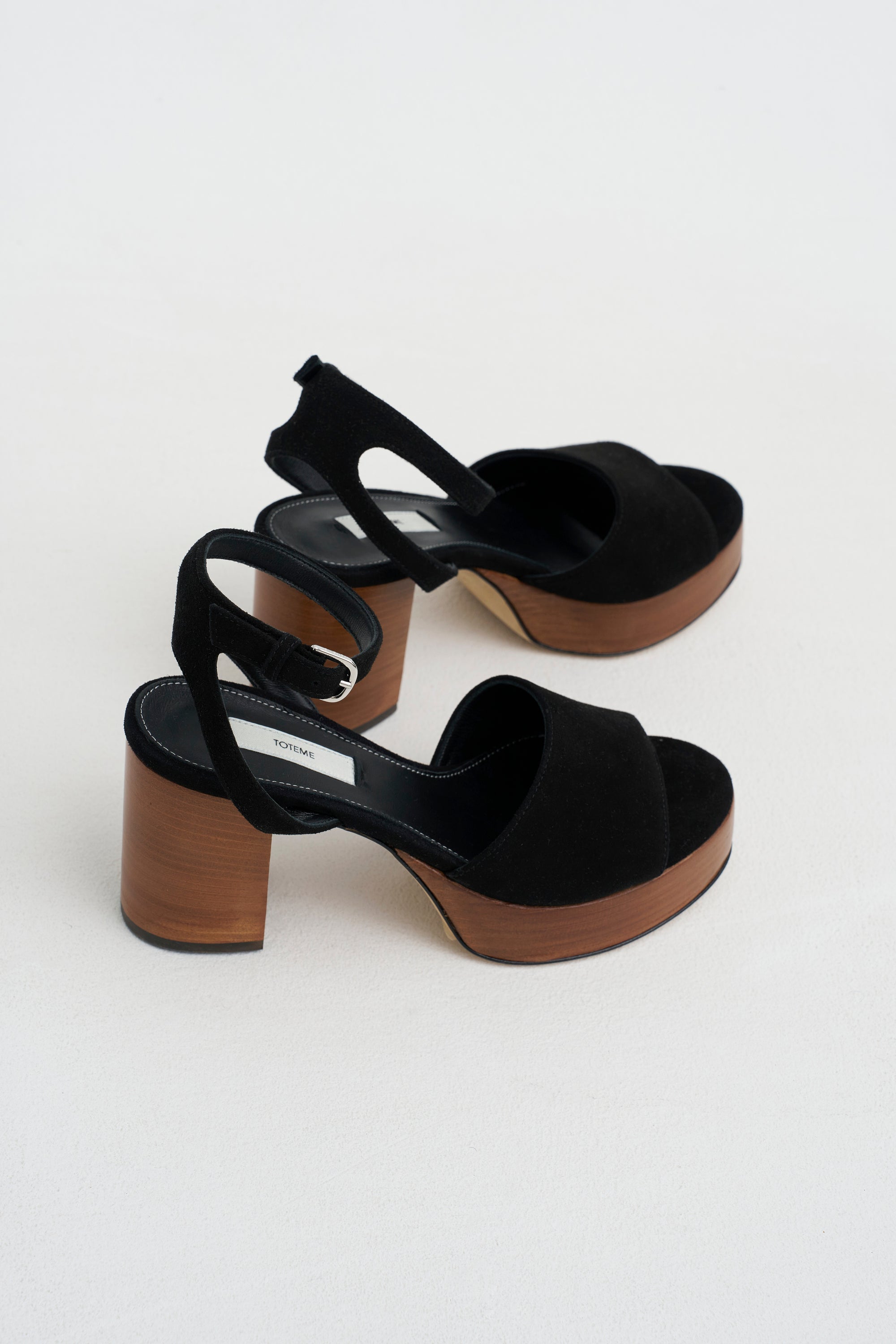 Platform Suede Sandals, Black &amp; Tan