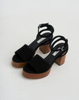 Platform Suede Sandals, Black & Tan
