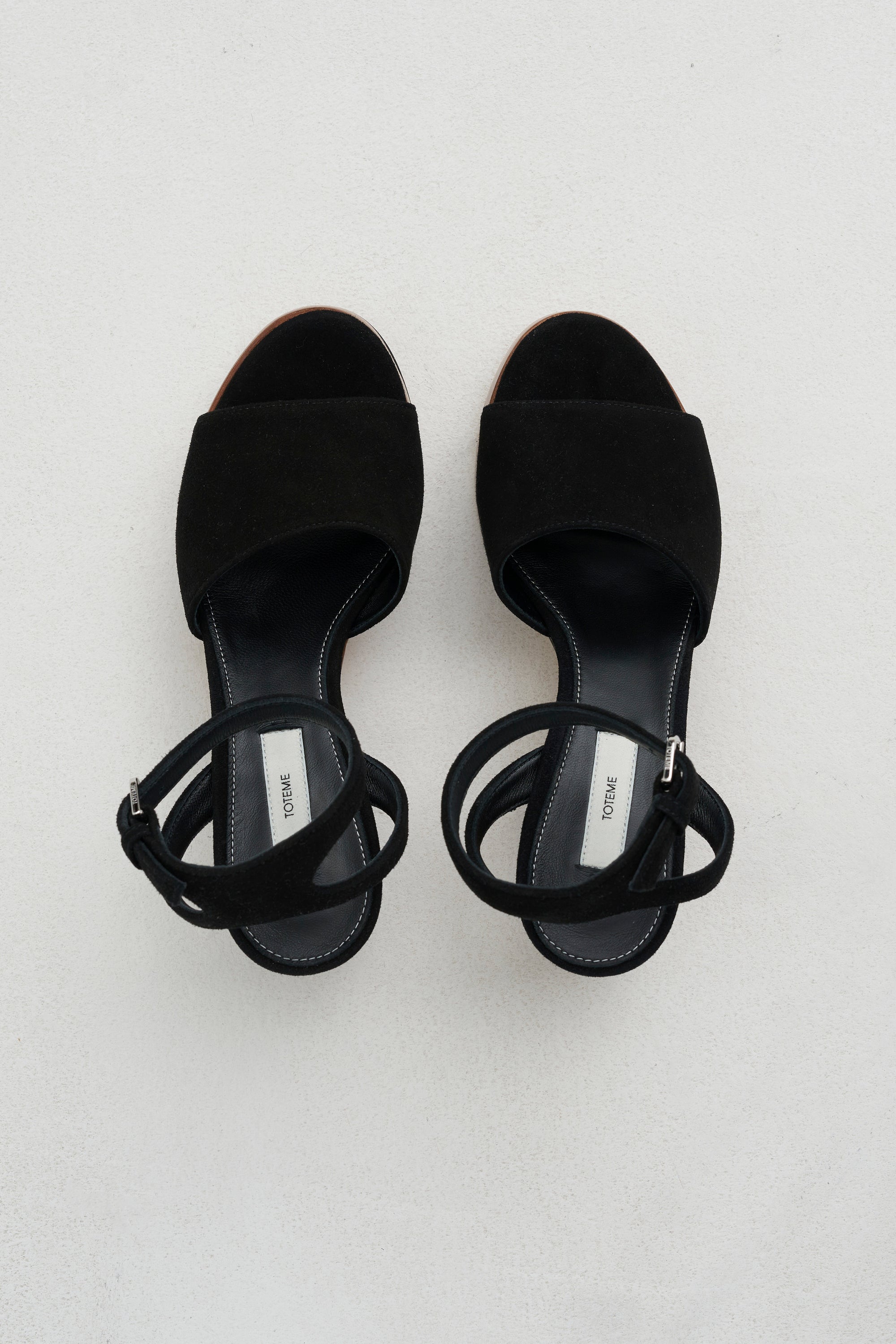Platform Suede Sandals, Black &amp; Tan