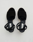 Platform Suede Sandals, Black & Tan