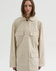 Collard Drawstring Jacket, Oyster