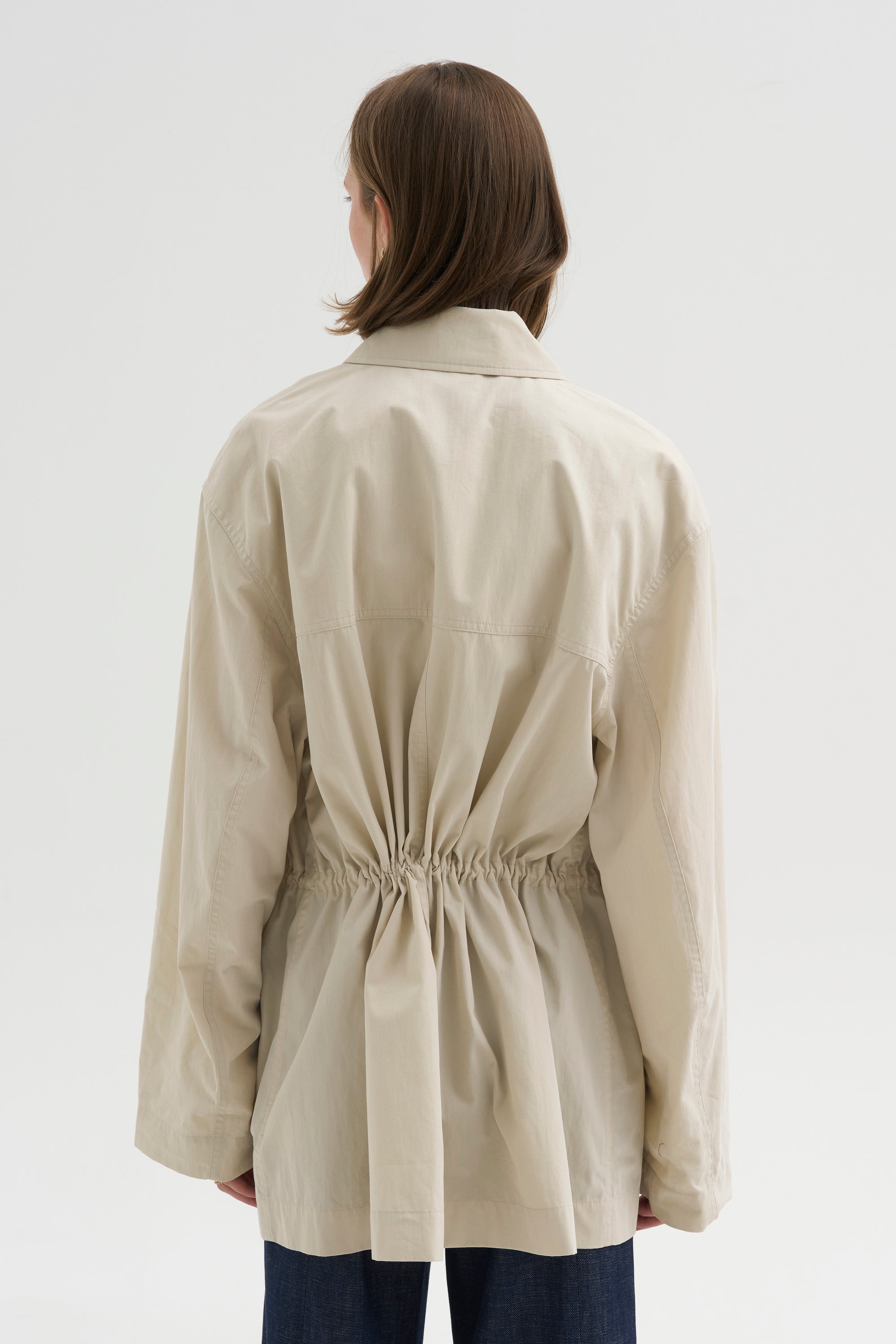 Collard Drawstring Jacket, Oyster