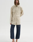 Collard Drawstring Jacket, Oyster