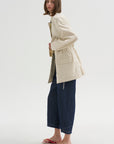 Collard Drawstring Jacket, Oyster