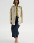 Collard Drawstring Jacket, Oyster