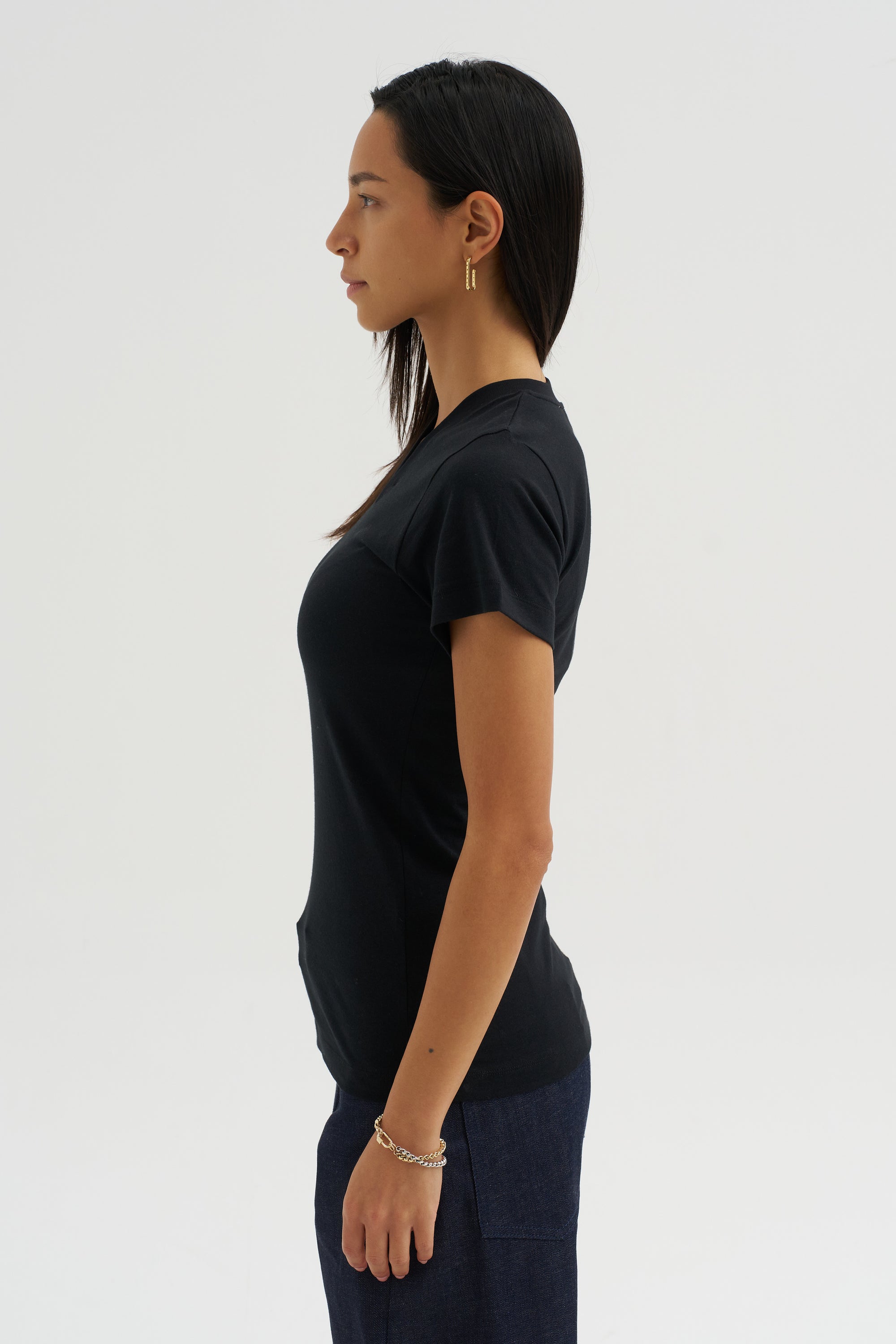 Wide-Ribbed V-Neck Tee