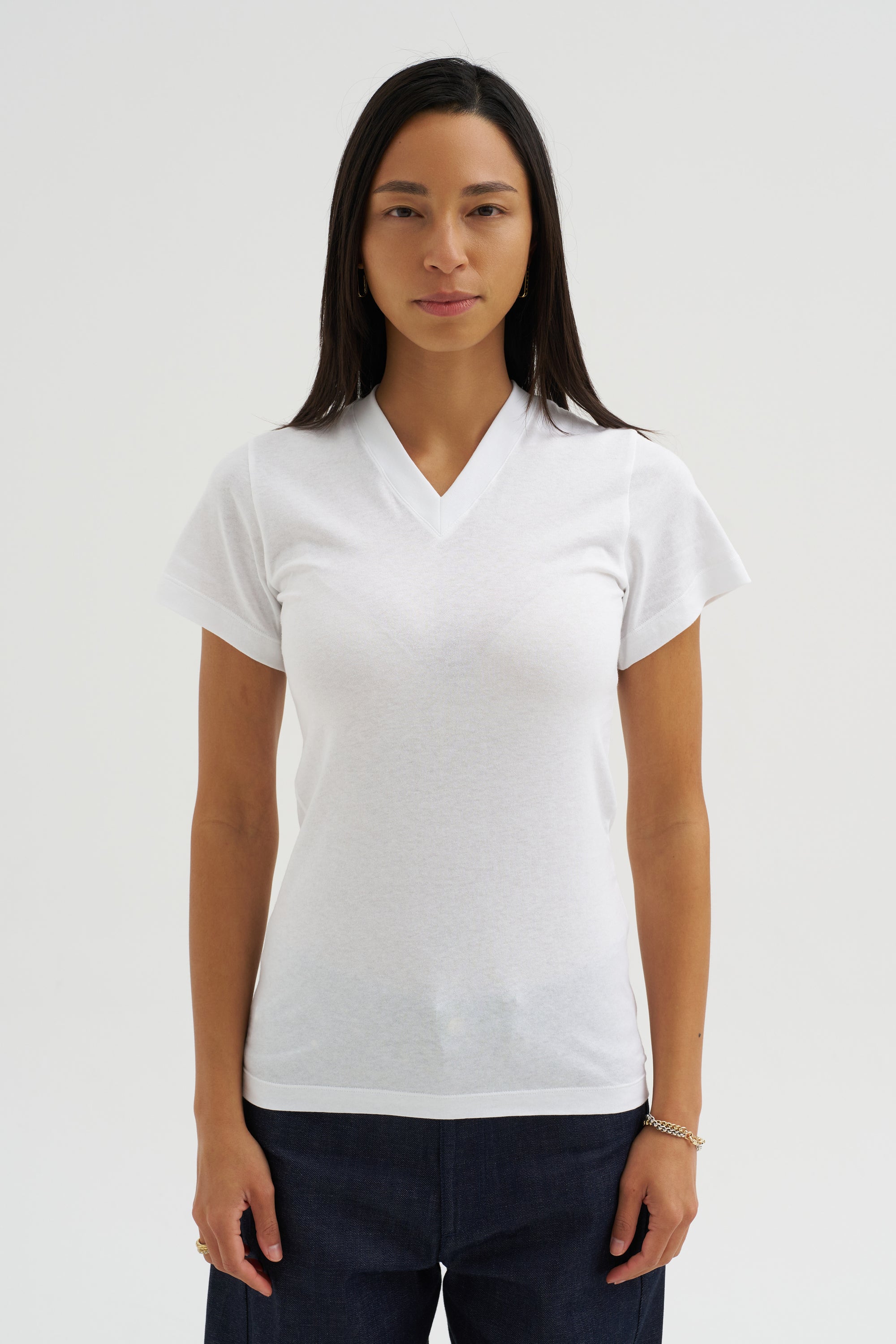 Wide-Ribbed V-Neck Tee