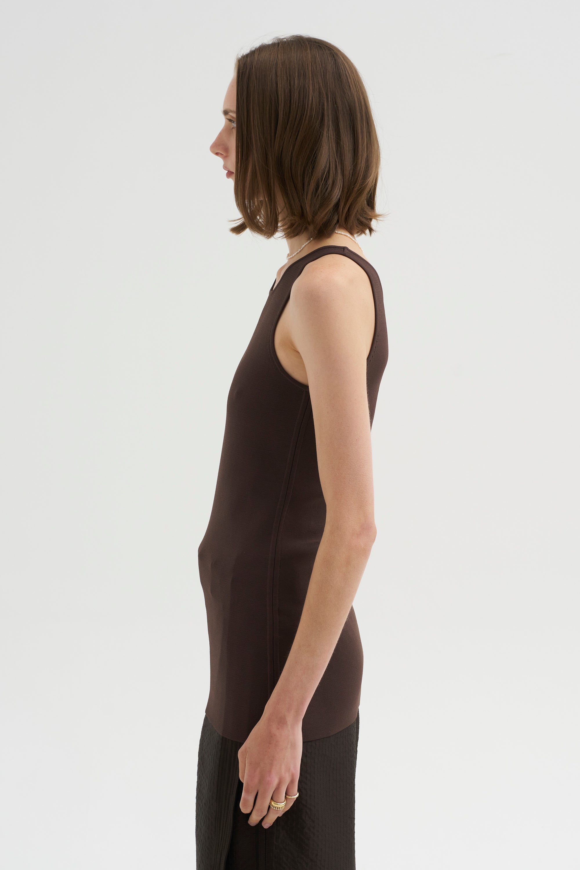Classic Compact Knit Tank, Walnut