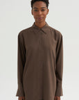 Silk Crepe Shirt, Brown