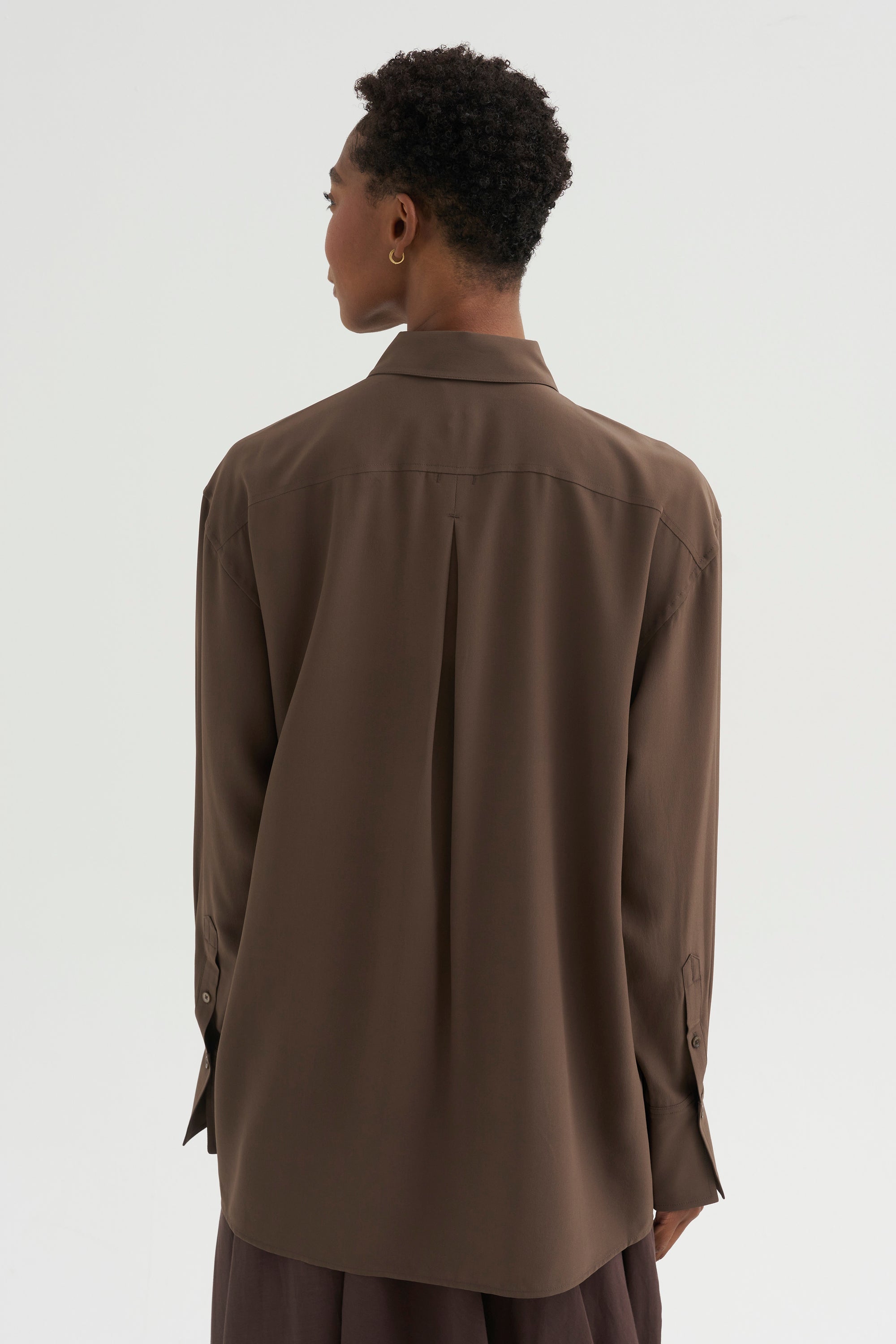 Silk Crepe Shirt, Brown