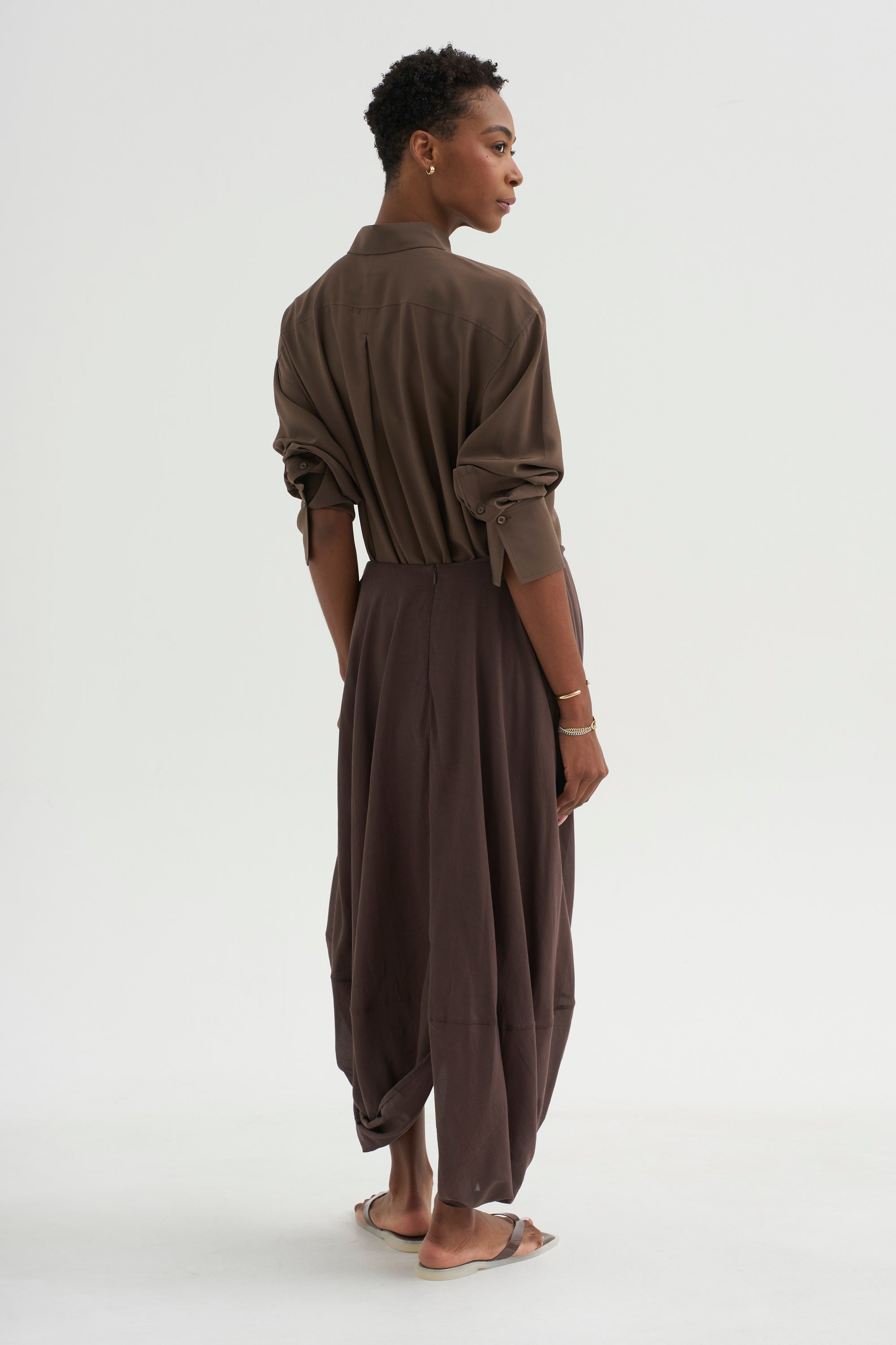 Silk Crepe Shirt, Brown