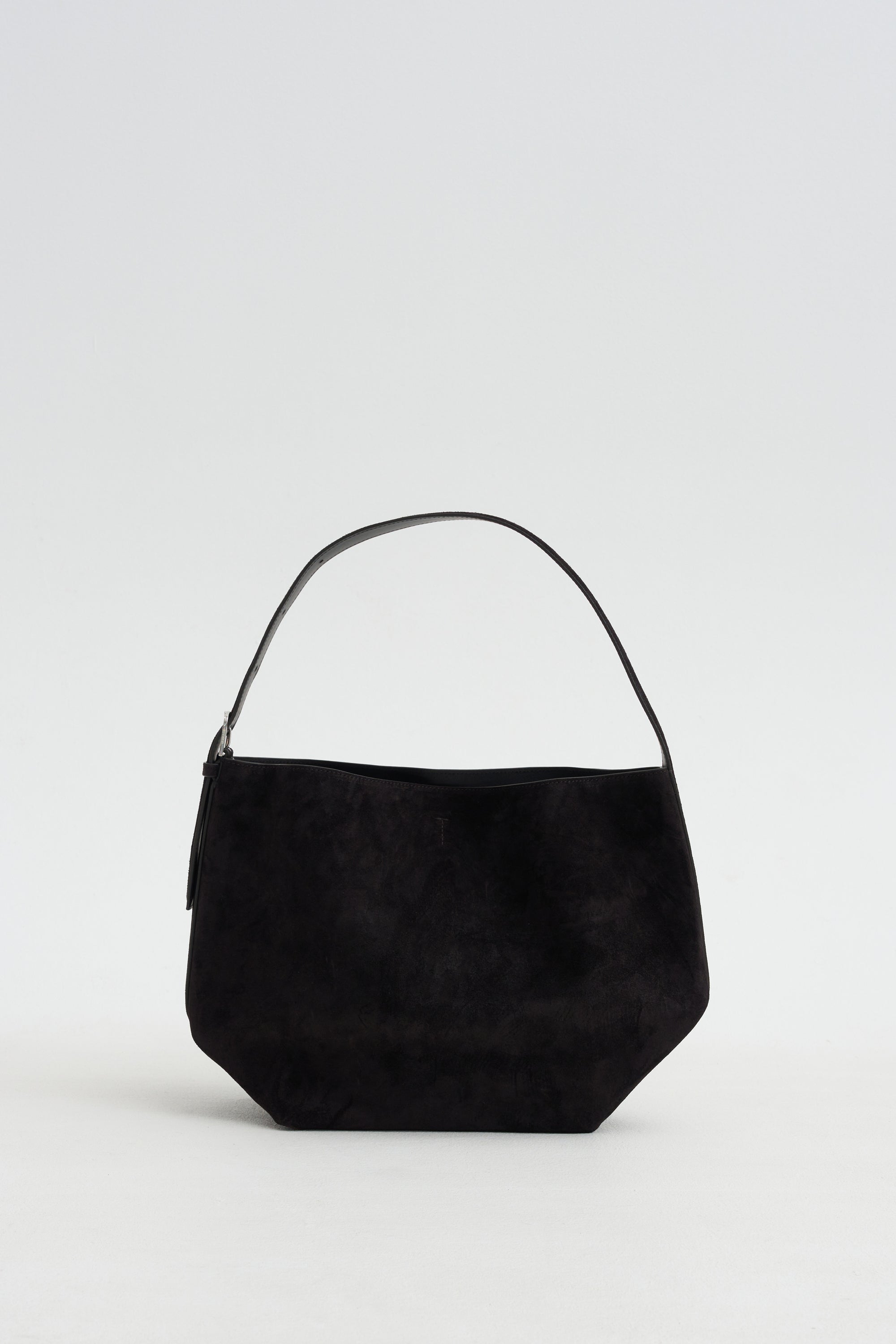 Medium Belted Suede Tote, Espresso