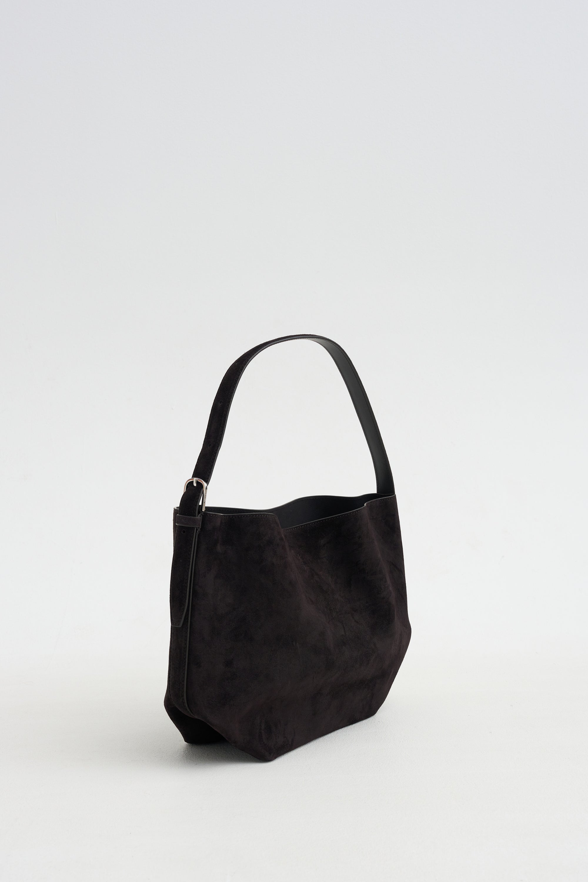 Medium Belted Suede Tote, Espresso