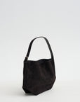 Medium Belted Suede Tote, Espresso
