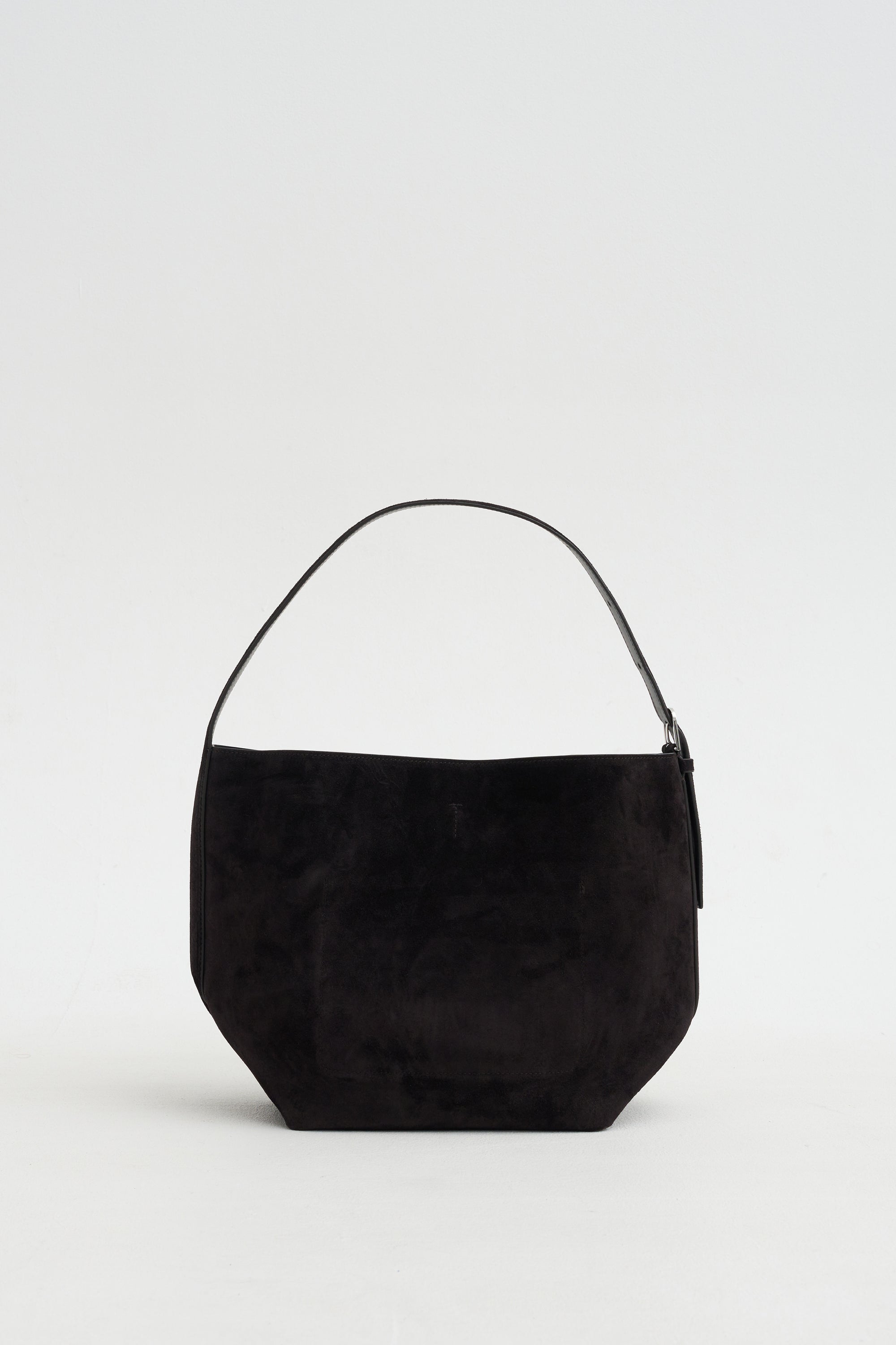 Medium Belted Suede Tote, Espresso