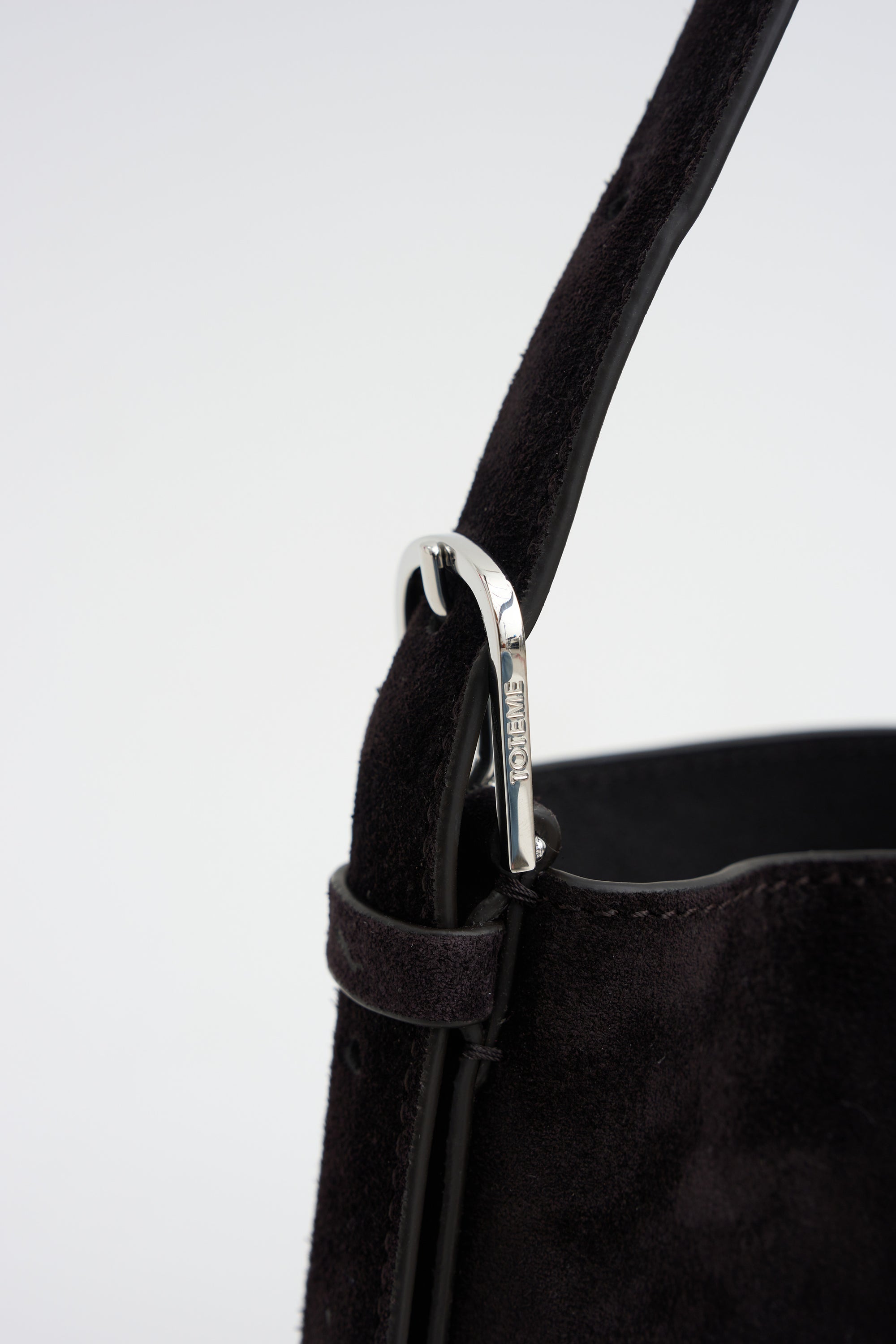Medium Belted Suede Tote, Espresso