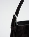 Medium Belted Suede Tote, Espresso