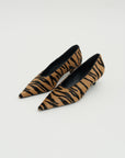 Sharp Pony Hair Kitten Pumps, Tiger