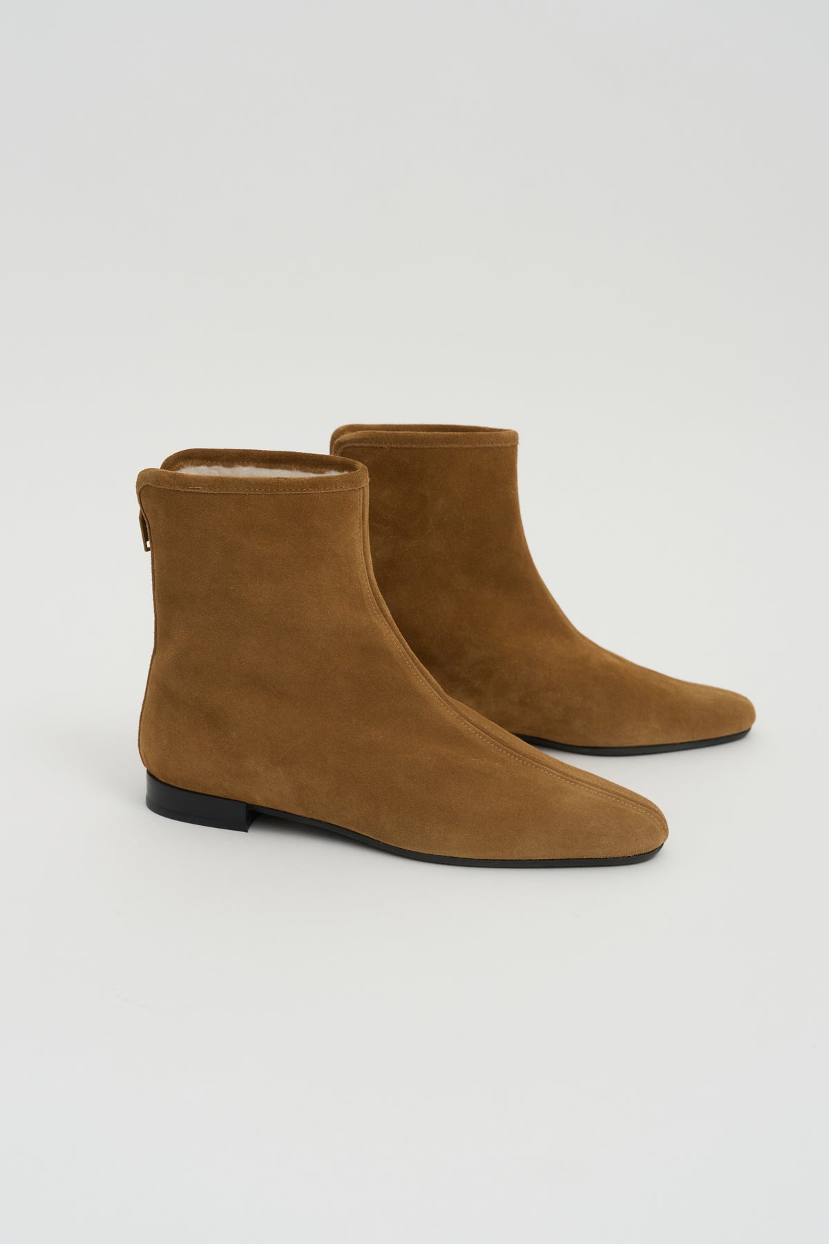 Shearling Suede Boots, Camel