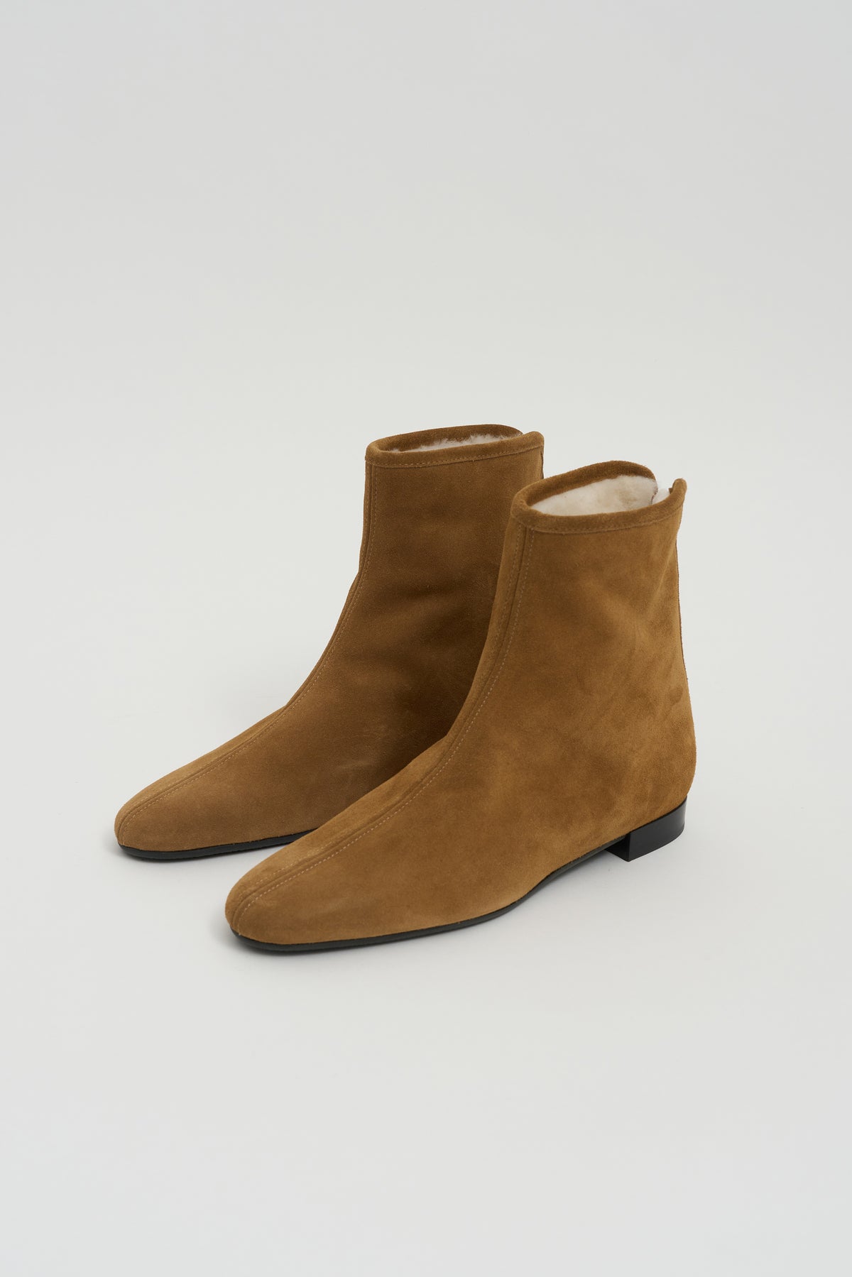 Shearling Suede Boots, Camel
