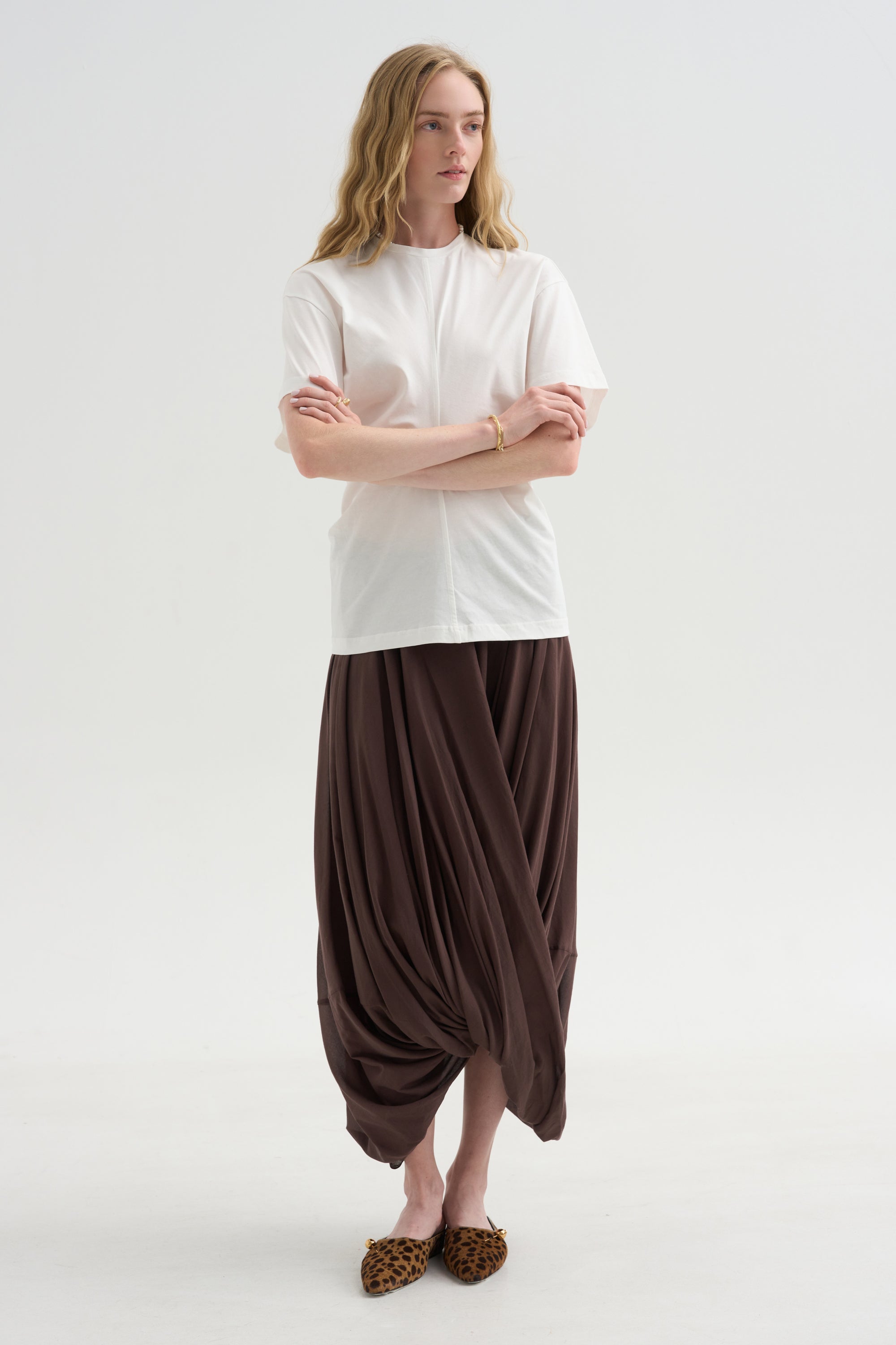 Slouch Waist Jersey Top, White