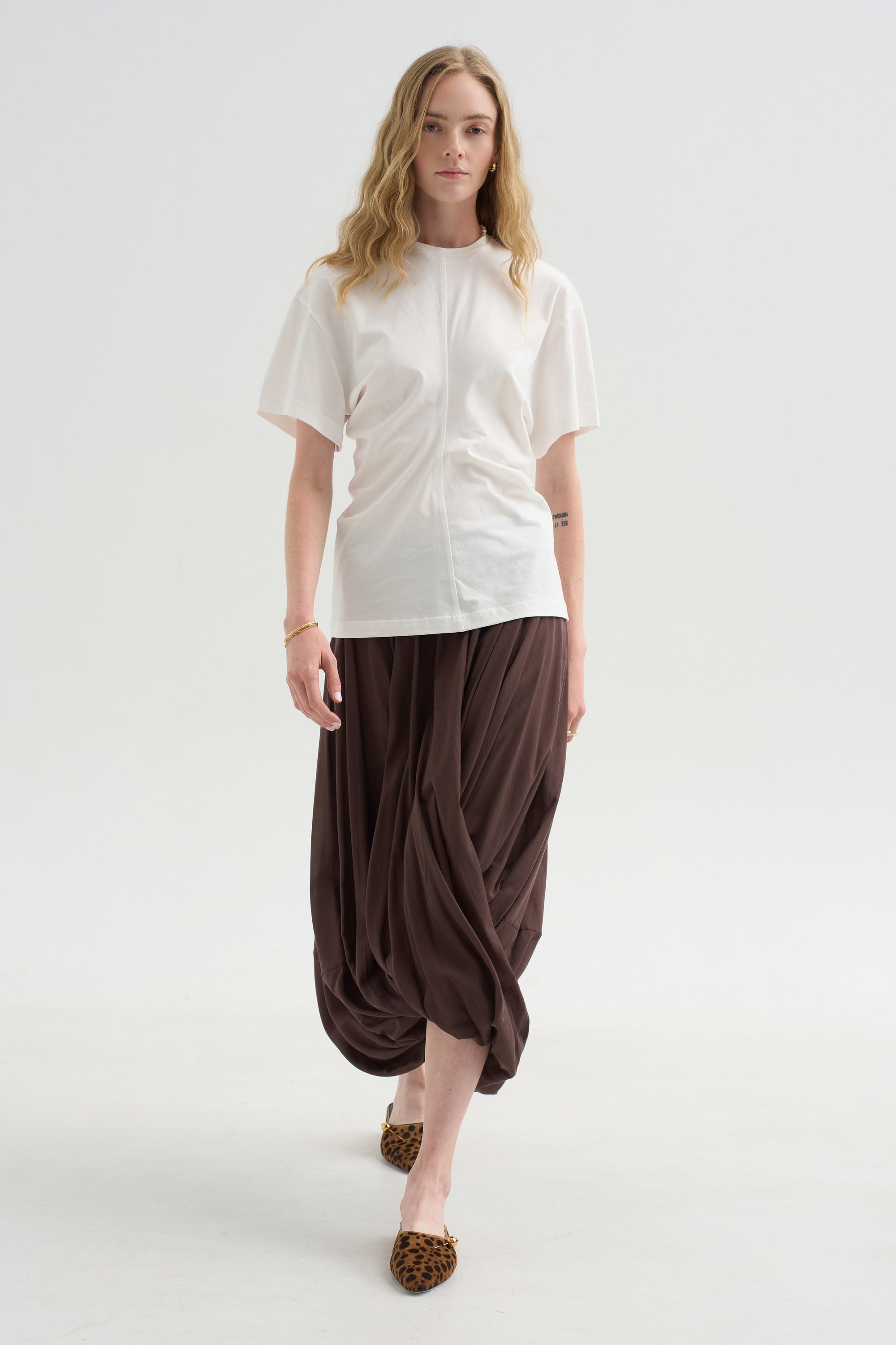 Slouch Waist Jersey Top, White