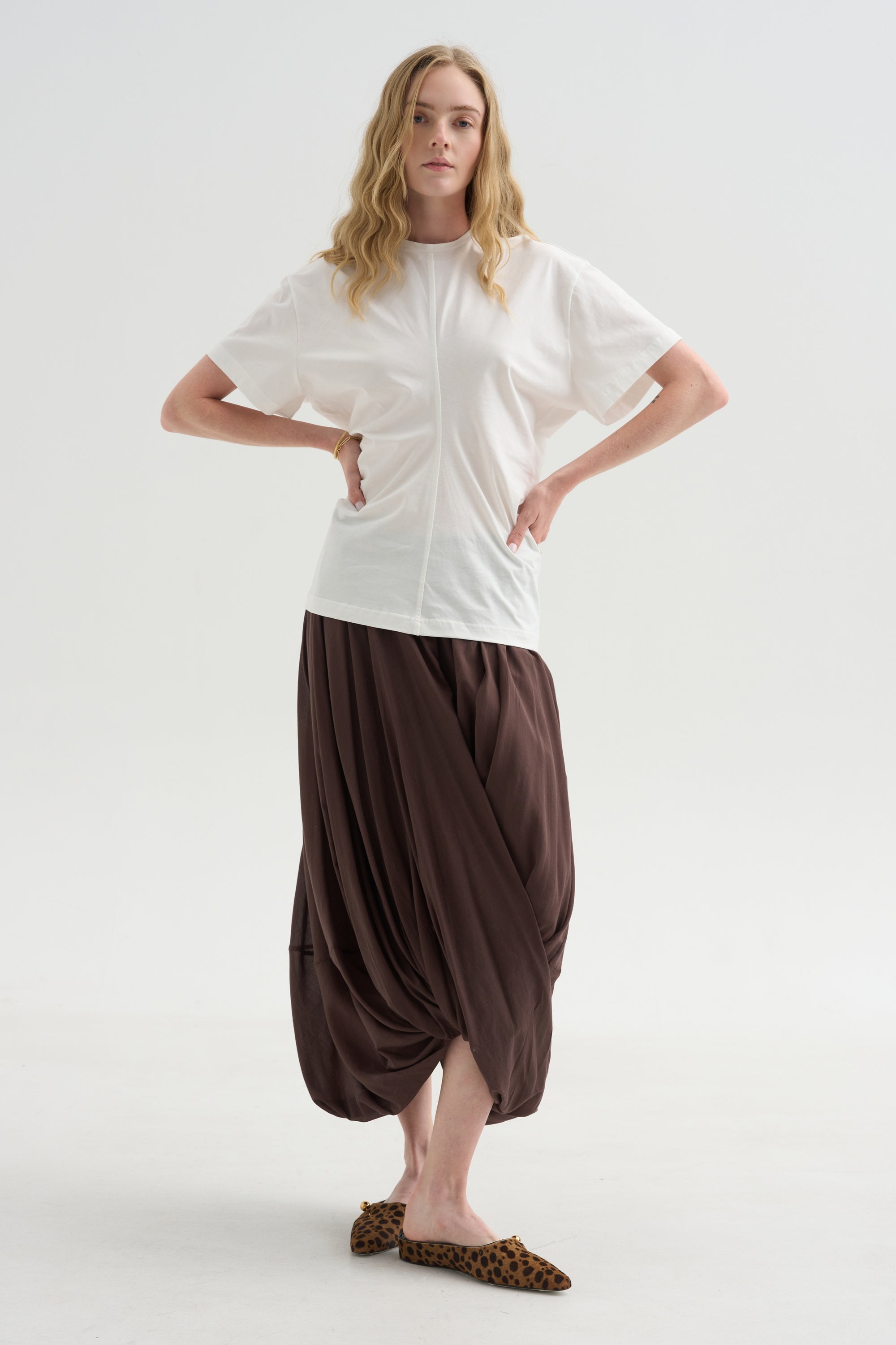 Slouch Waist Jersey Top, White