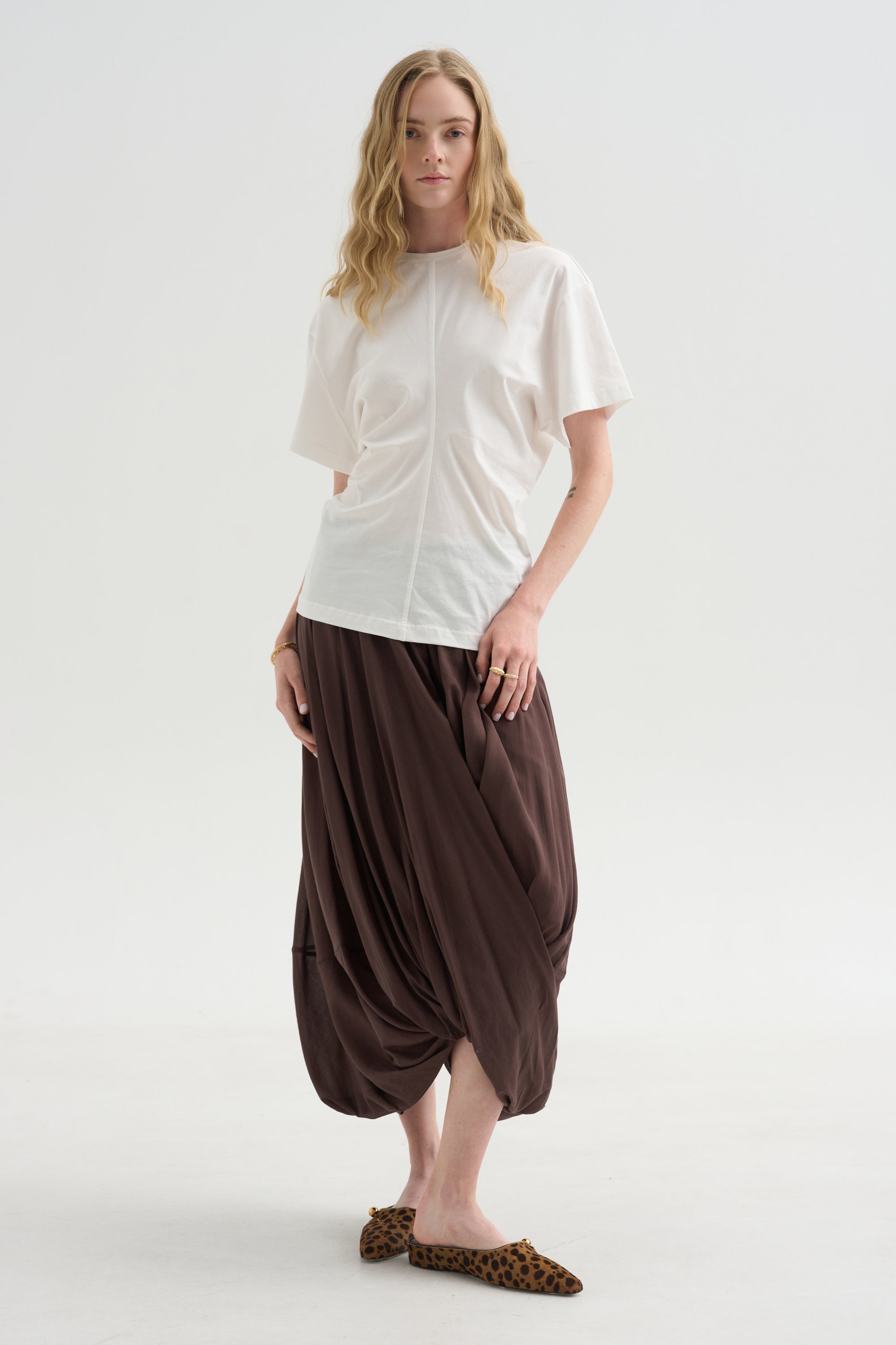 Slouch Waist Jersey Top, White