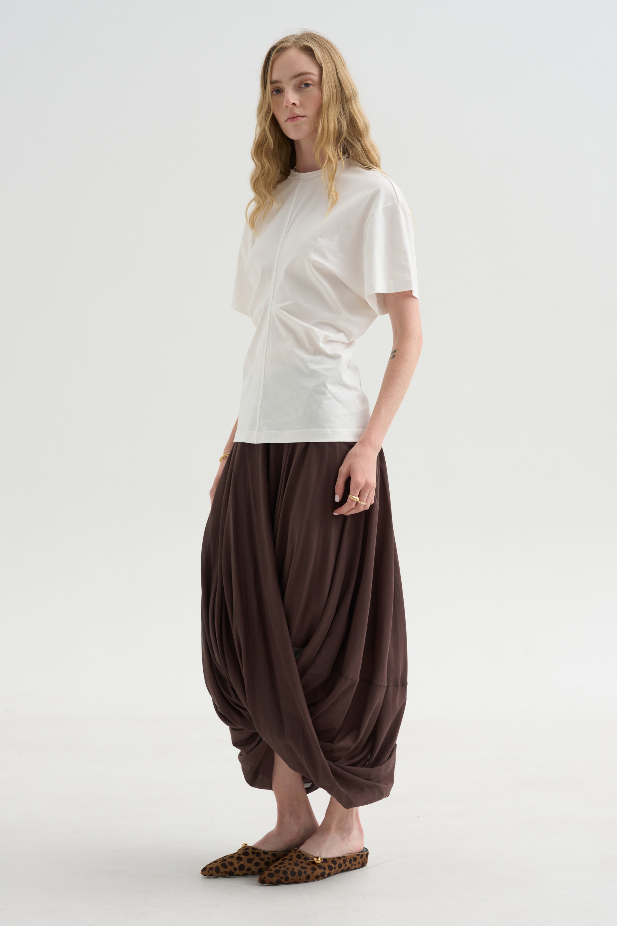Slouch Waist Jersey Top, White