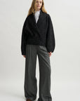 Shawl-Lapel Cardigan, Black & White