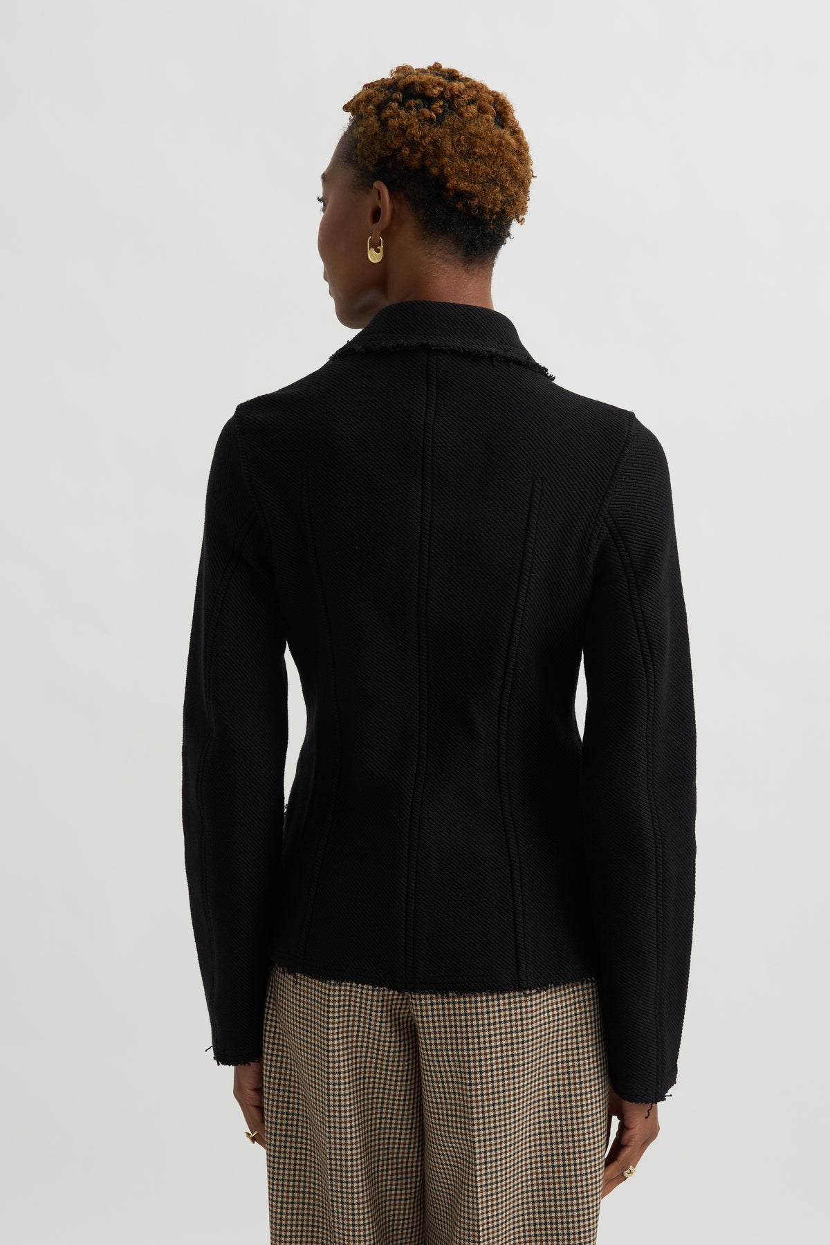 Raw Hem Cotton Jacket, Black