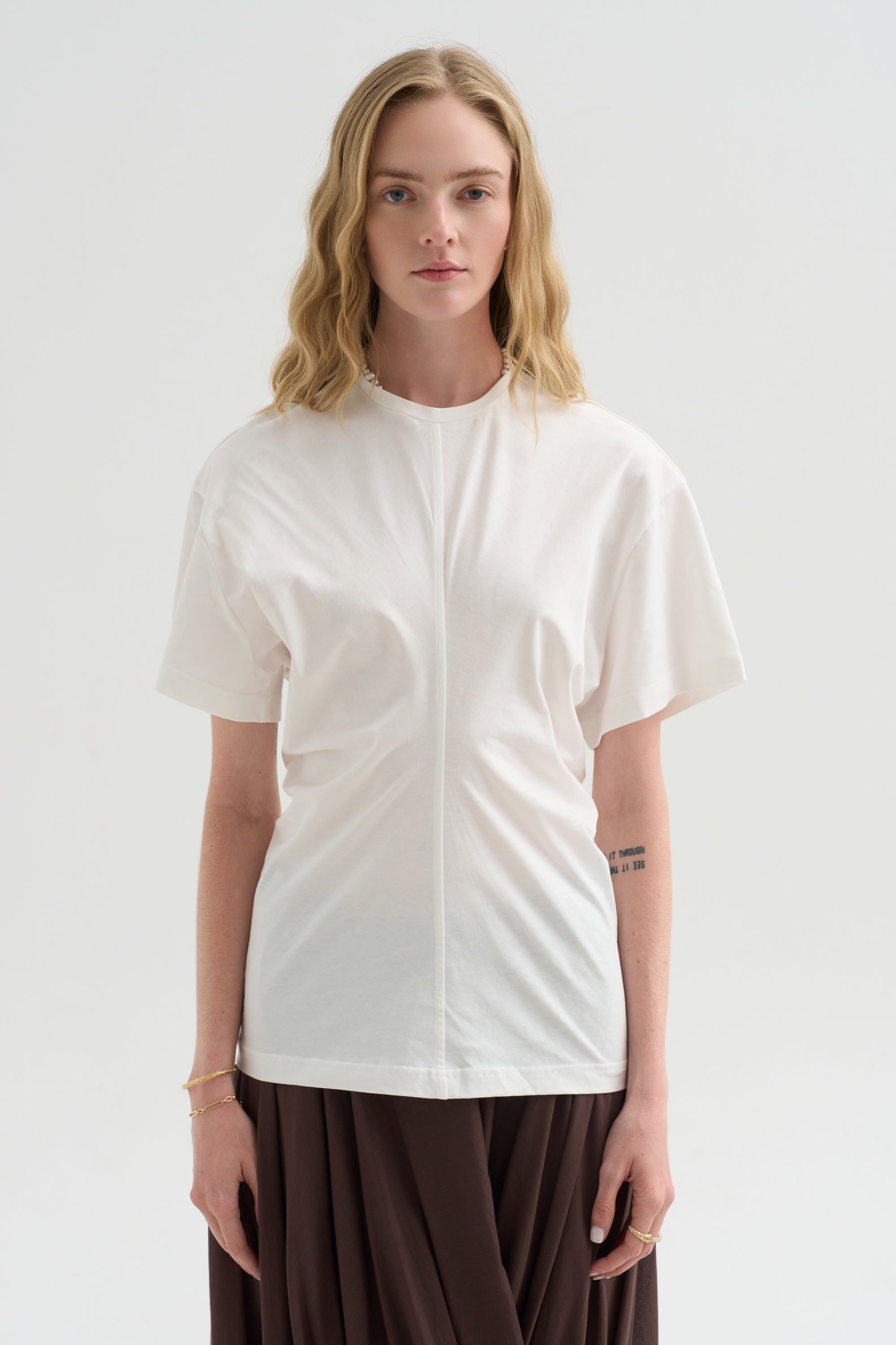 Slouch Waist Jersey Top, White