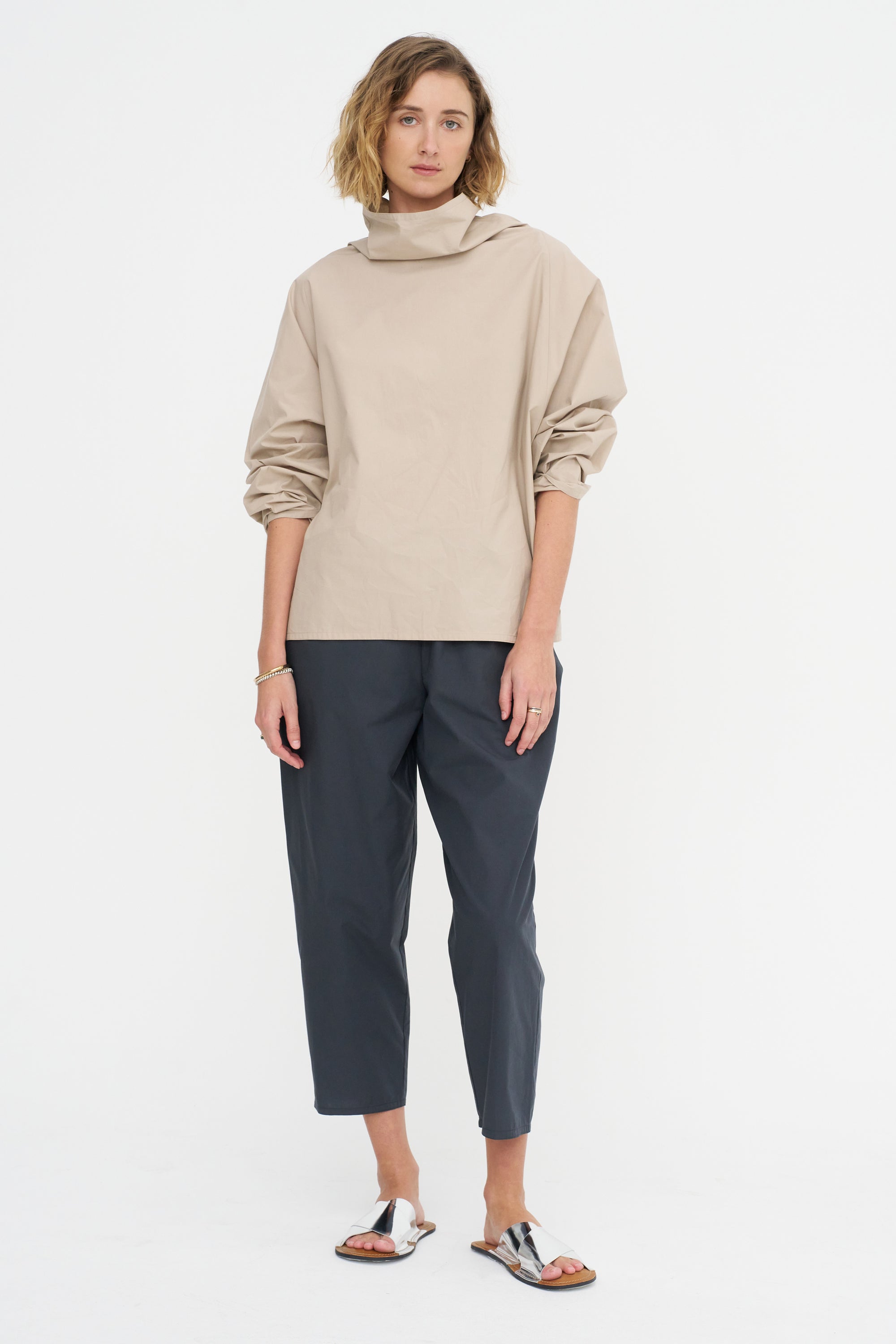 Batwing Oversize Shirt - Popeline, Sand