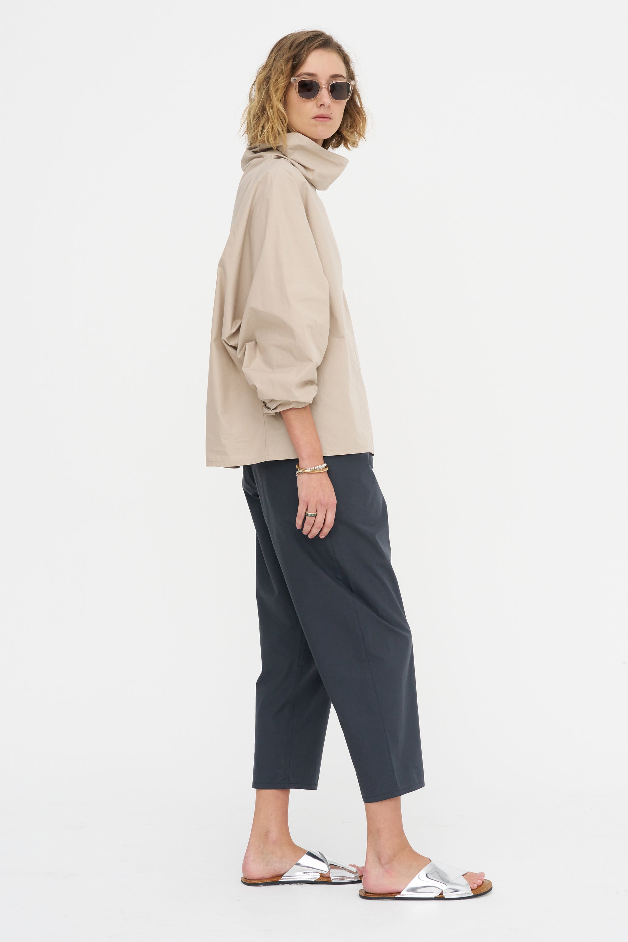 Batwing Oversize Shirt - Popeline, Sand