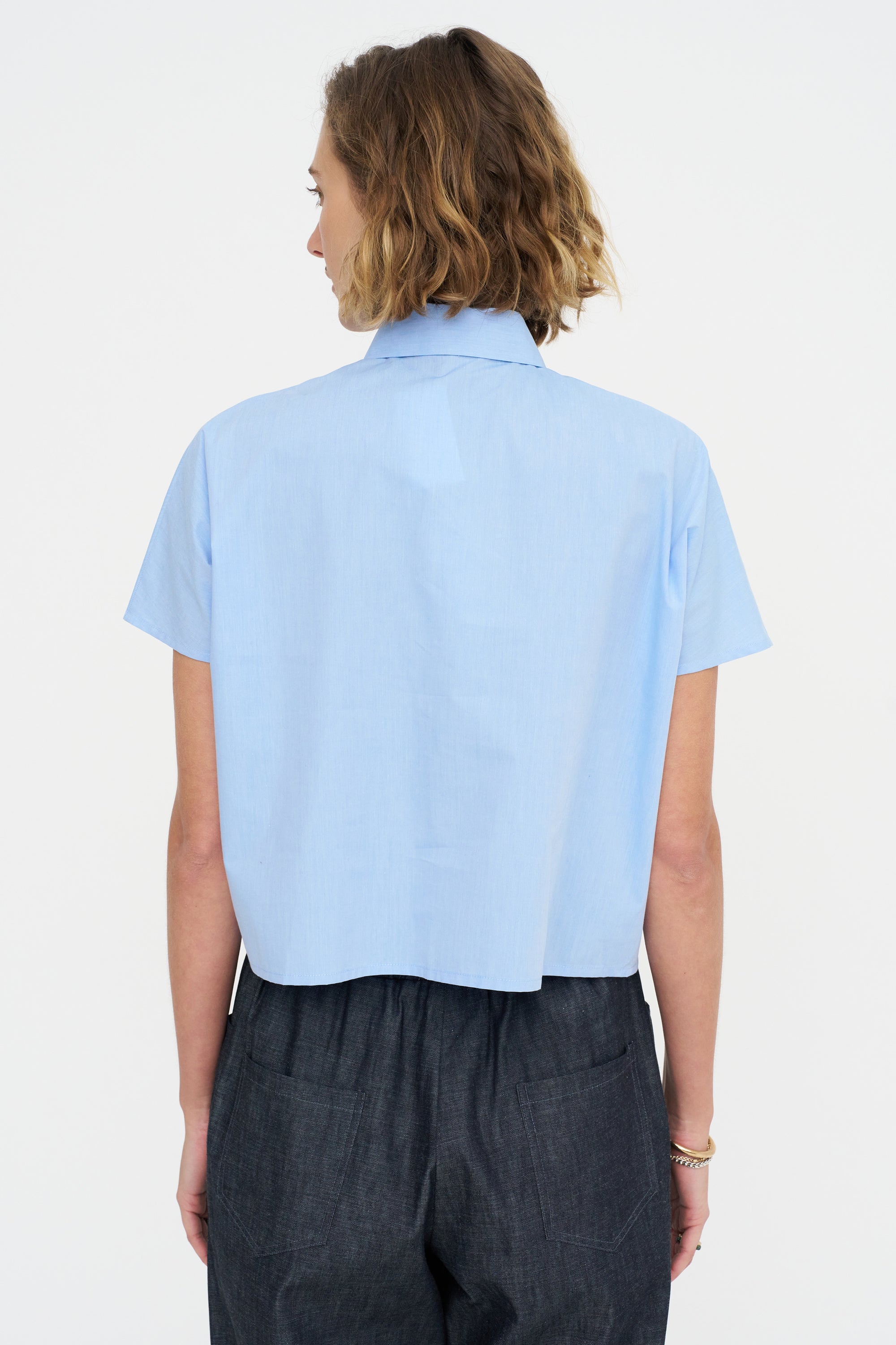 Crop Shirt - Popeline, Sky