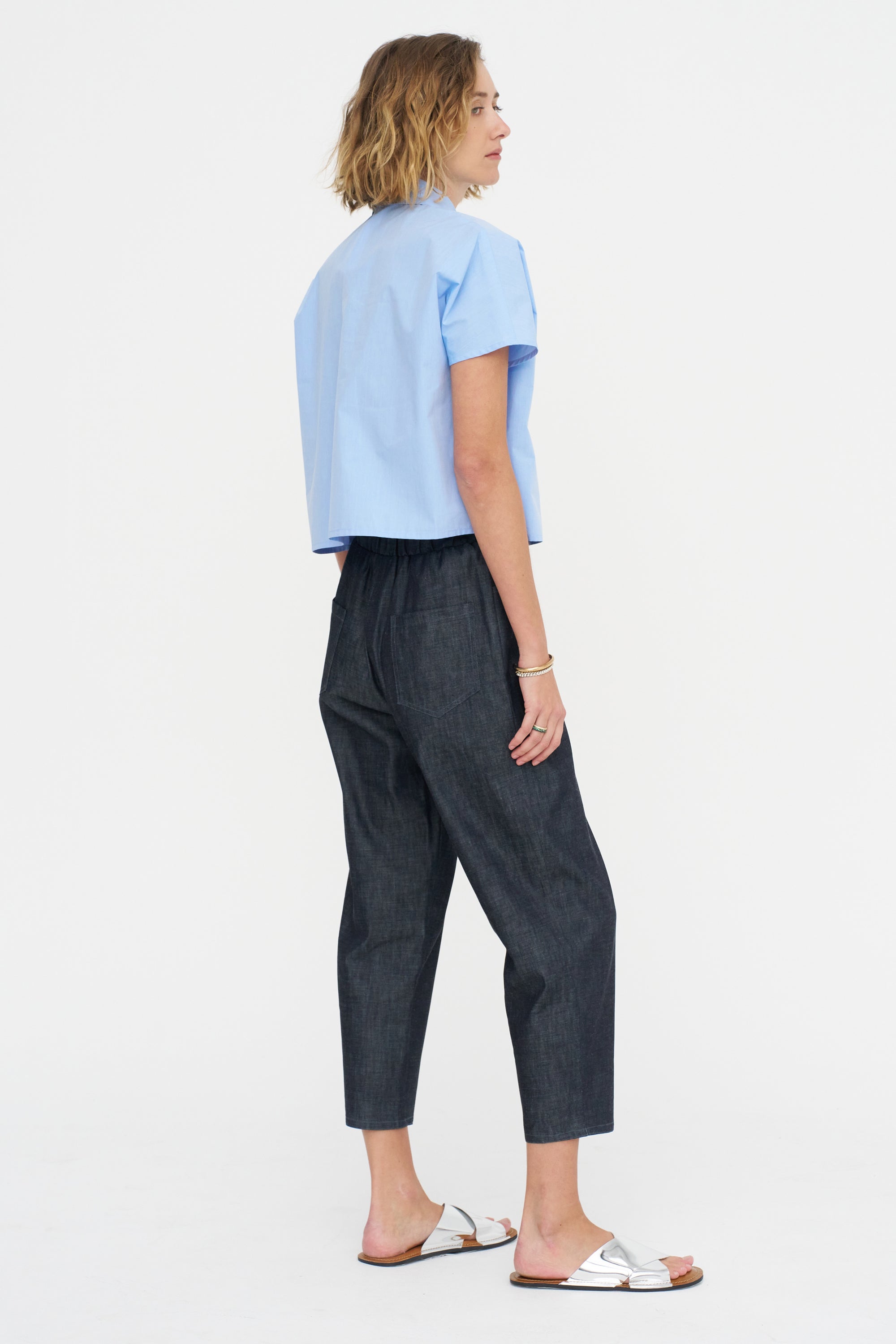 Crop Shirt - Popeline, Sky